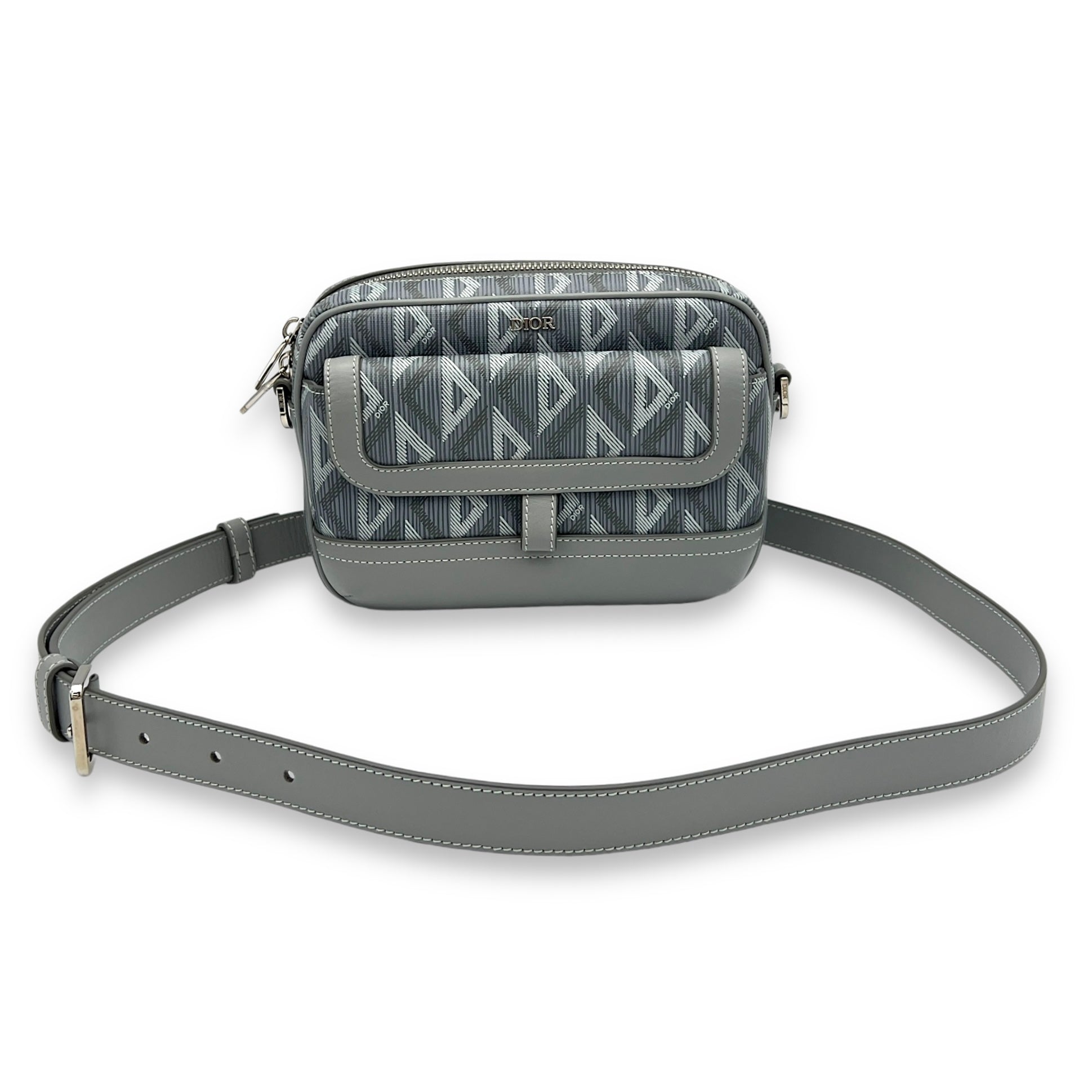 Christian Dior Hit The Road Grey Crossbody Bag in Coated