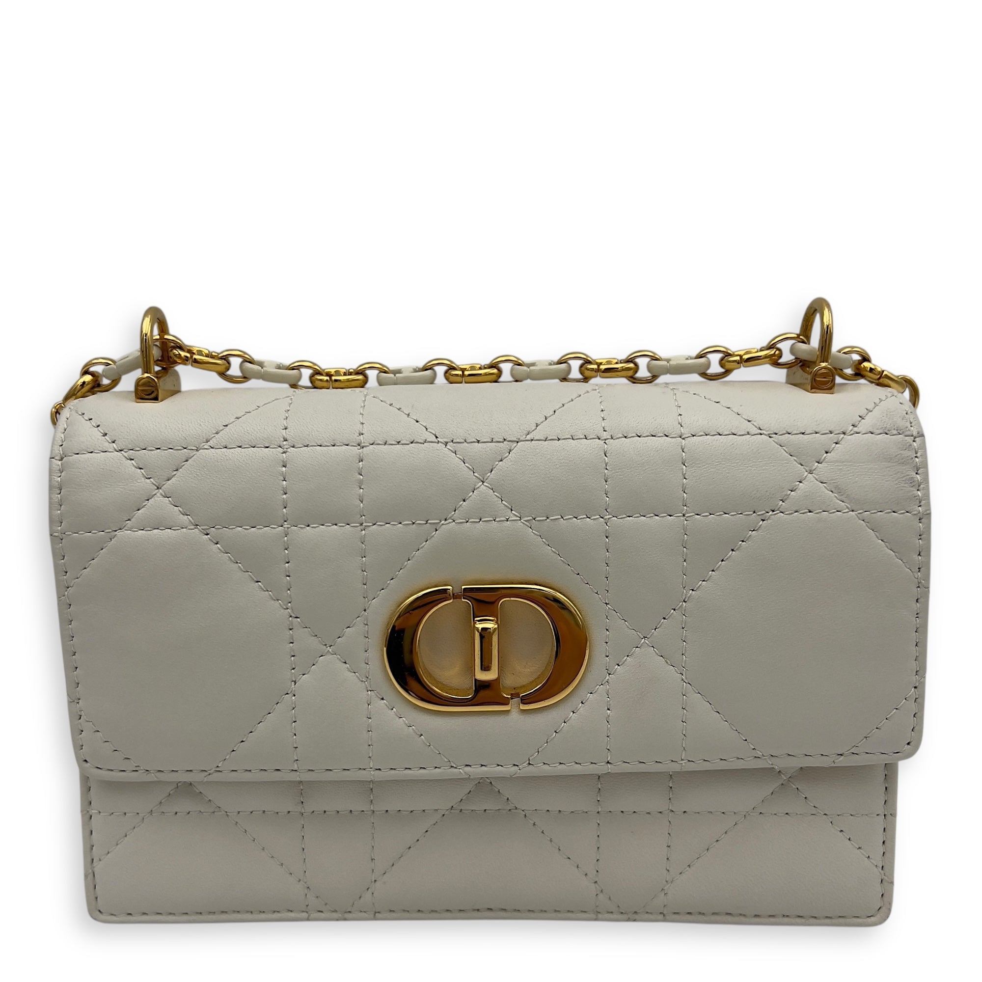 Christian Dior Miss Caro White Crossbody Bag in Calfskin, Gold hardware_1