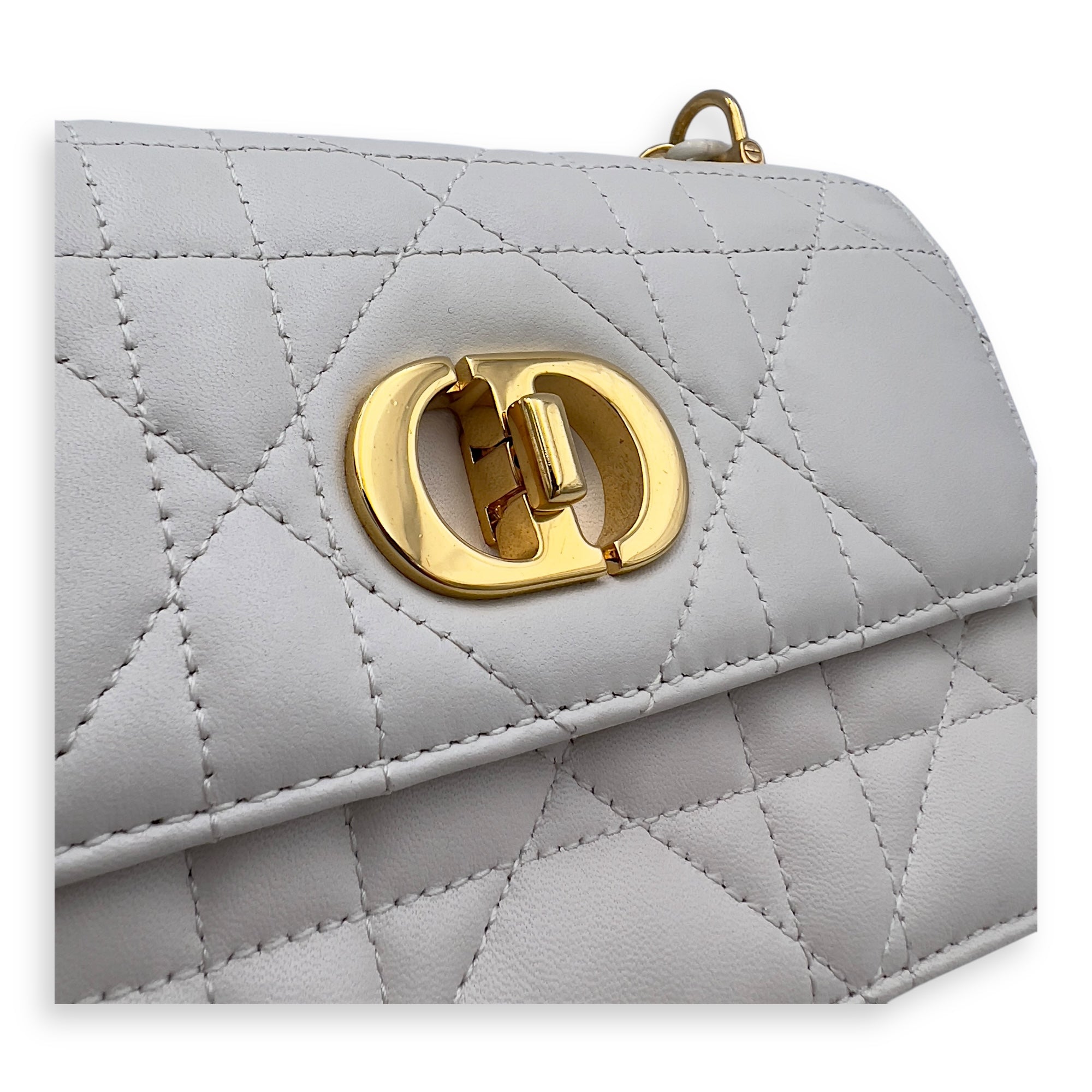 Christian Dior Miss Caro White Crossbody Bag in Calfskin, Gold hardware_10