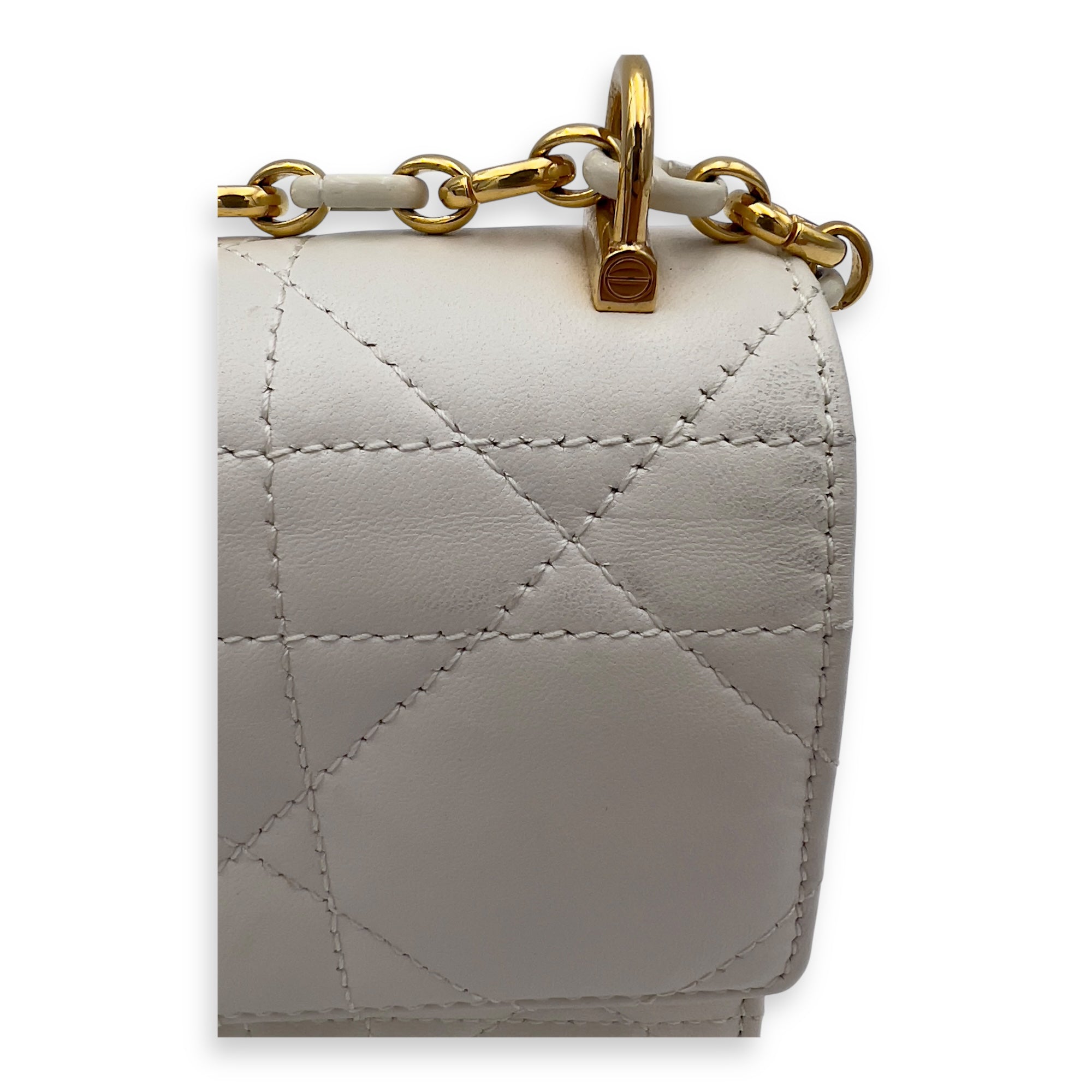 Christian Dior Miss Caro White Crossbody Bag in Calfskin, Gold hardware_11