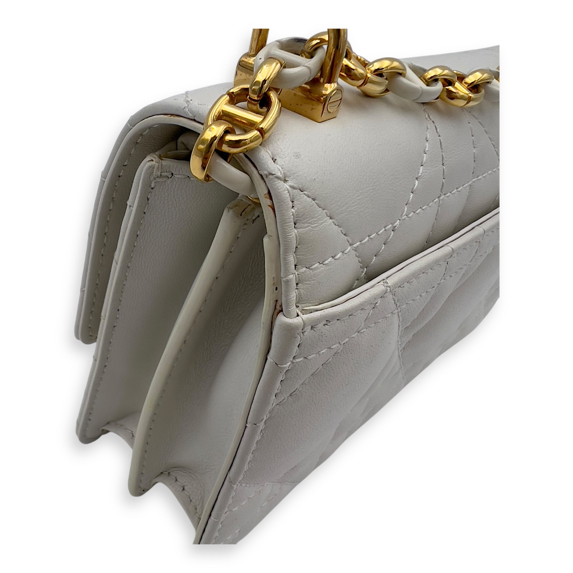Christian Dior Miss Caro White Crossbody Bag in Calfskin, Gold hardware_13