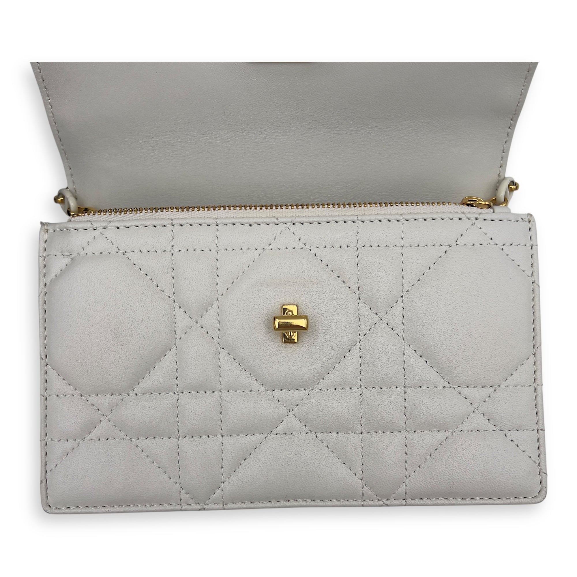 Christian Dior Miss Caro White Crossbody Bag in Calfskin, Gold hardware_16