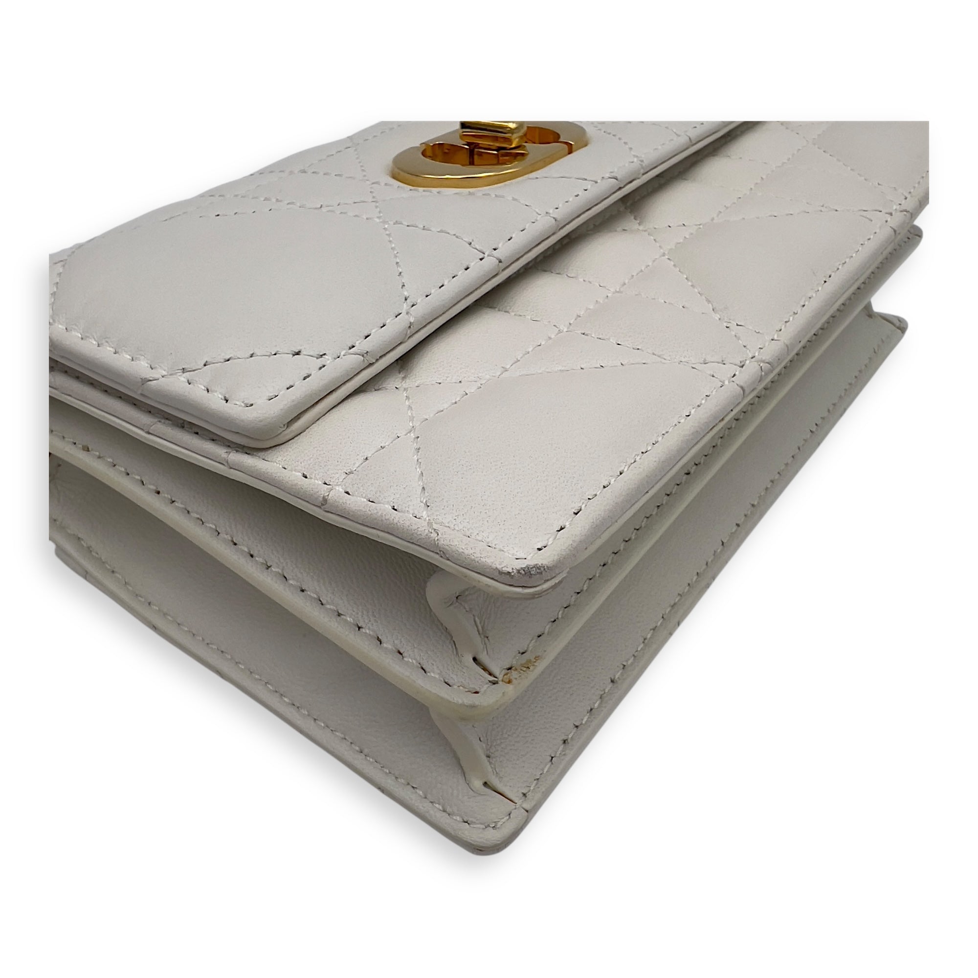 Christian Dior Miss Caro White Crossbody Bag in Calfskin, Gold hardware_18