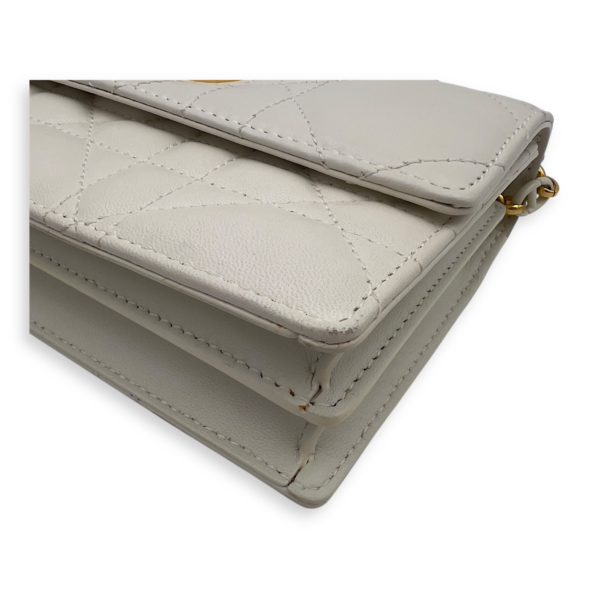 Christian Dior Miss Caro White Crossbody Bag in Calfskin, Gold hardware_19