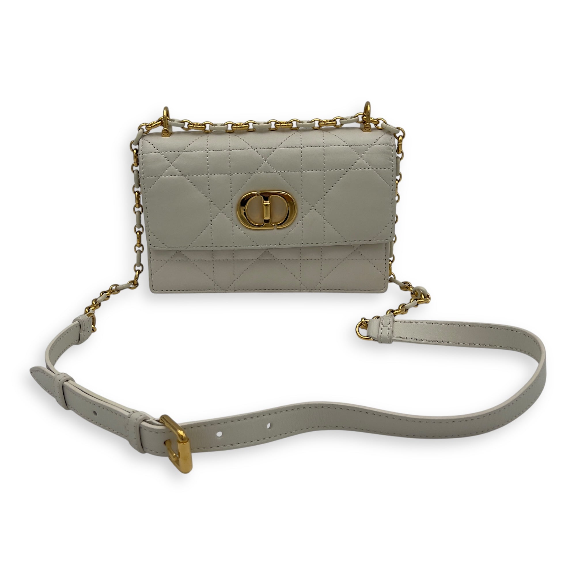 Christian Dior Miss Caro White Crossbody Bag in Calfskin, Gold hardware_20