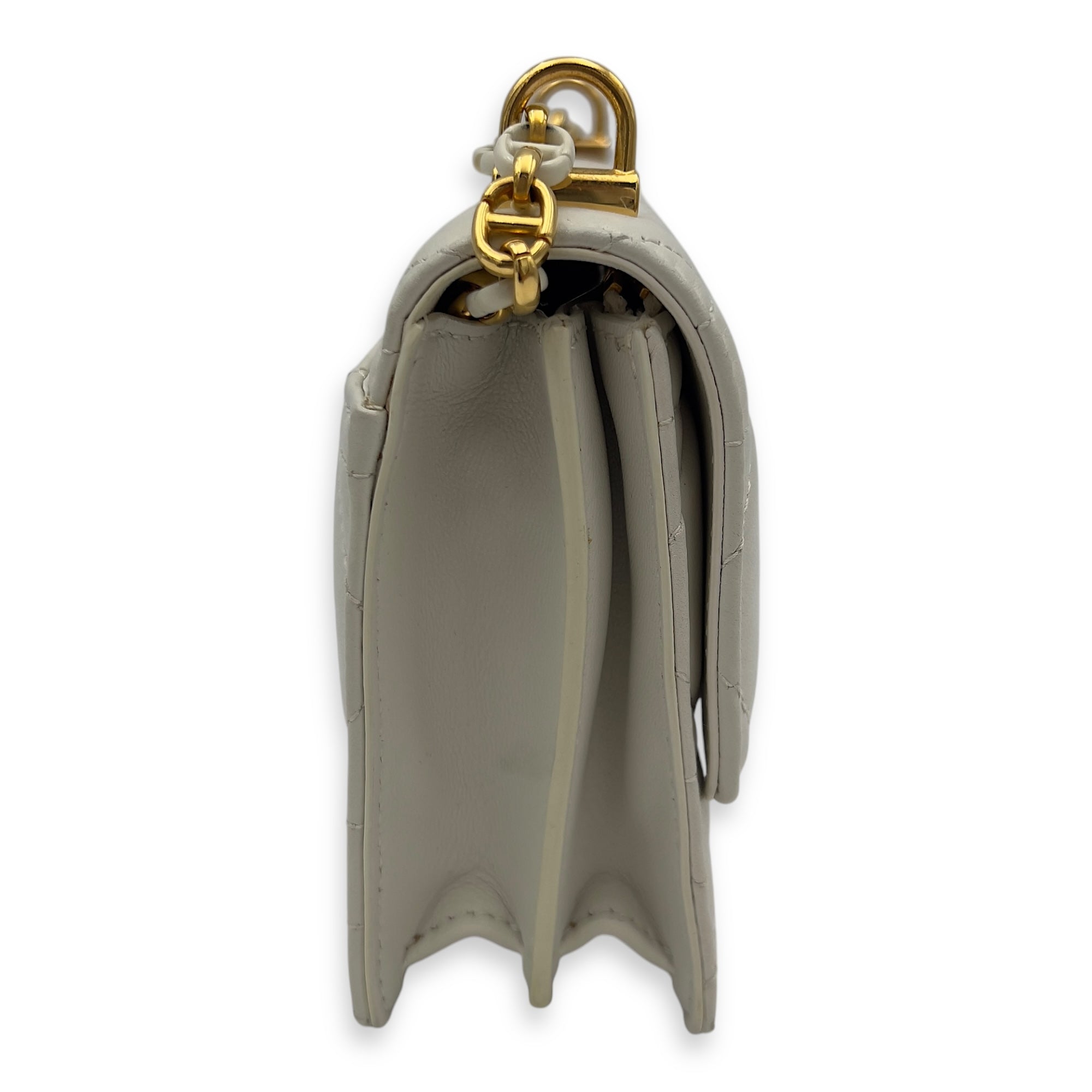 Christian Dior Miss Caro White Crossbody Bag in Calfskin, Gold hardware_4