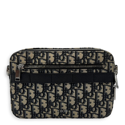 Christian Dior Safari Blue Crossbody Bag in Jacquard, Silver hardware_1