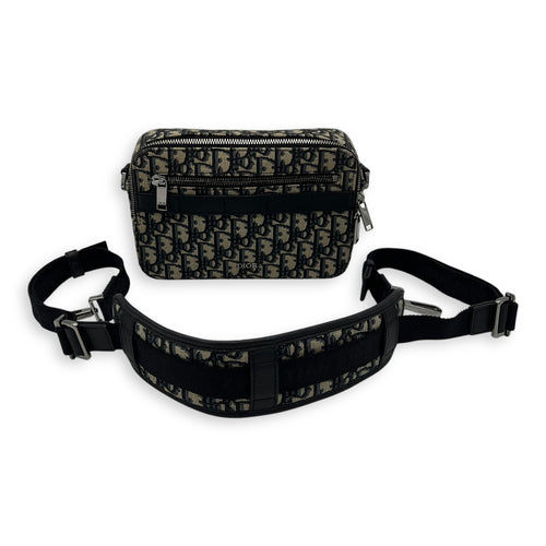 Christian Dior Safari Blue Crossbody Bag in Jacquard, Silver hardware_15