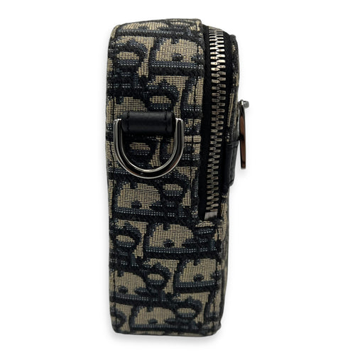 Christian Dior Safari Blue Crossbody Bag in Jacquard, Silver hardware_4