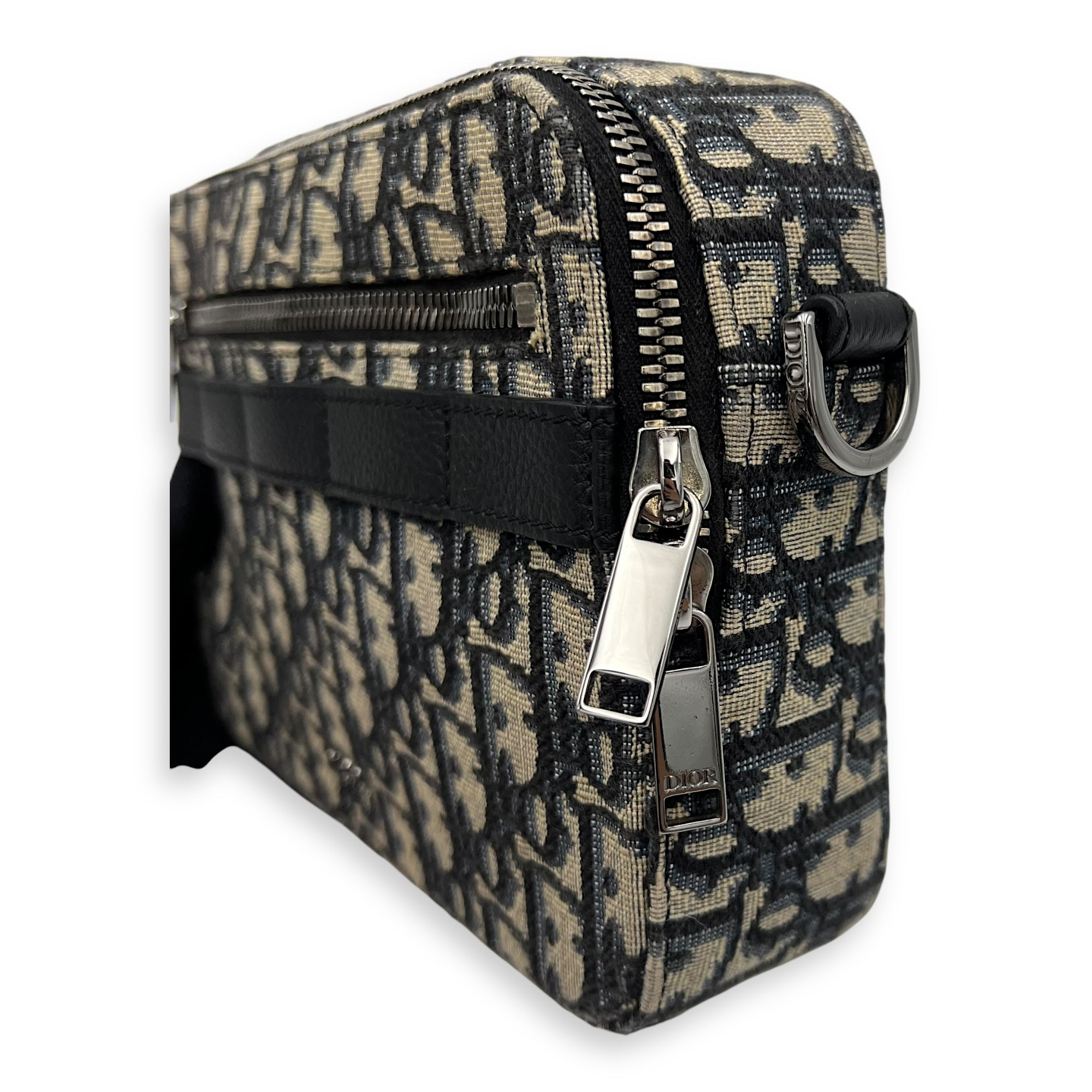 Christian Dior Safari Blue Crossbody Bag in Jacquard, Silver hardware_9