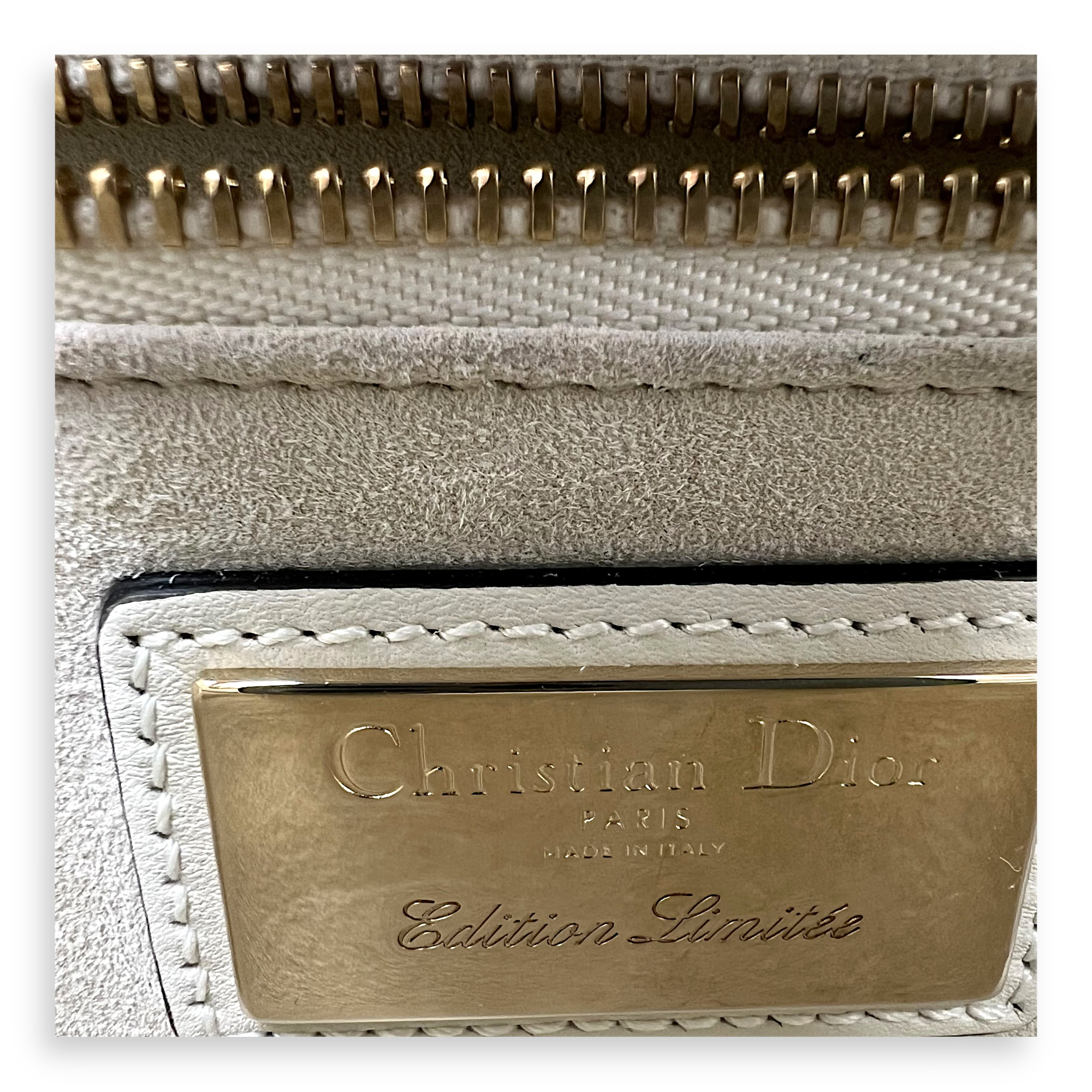 Dior Lady Dior Mini White Top Handle Bag in Calfskin, Gold hardware_8