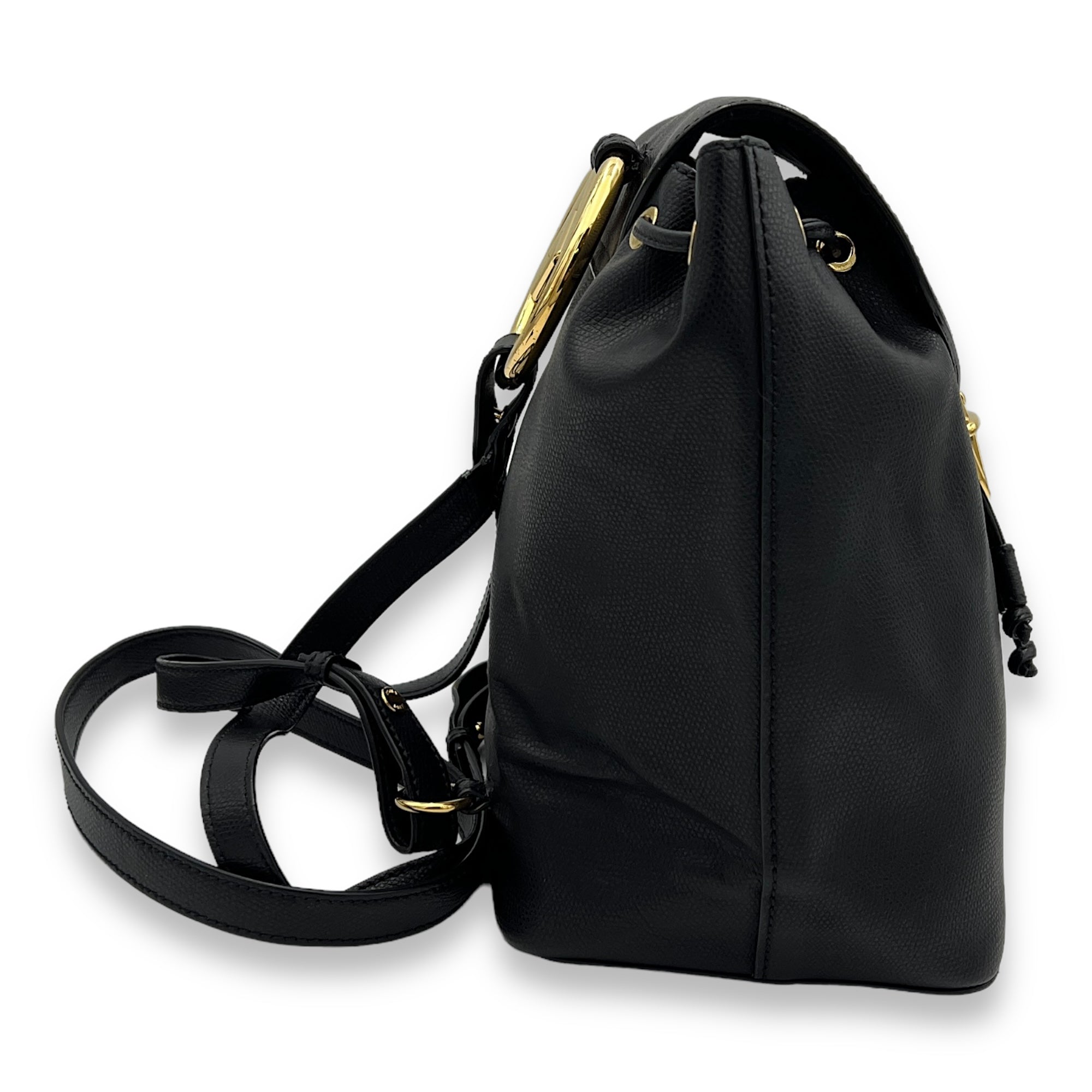Flap Black Backpack in Calfskin Gold hardware