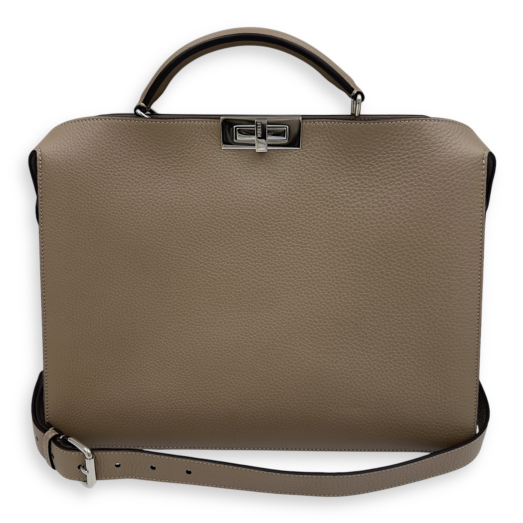 Fendi ISeeU Top Handle Bag Brown in Calfskin, Silver hardware_10