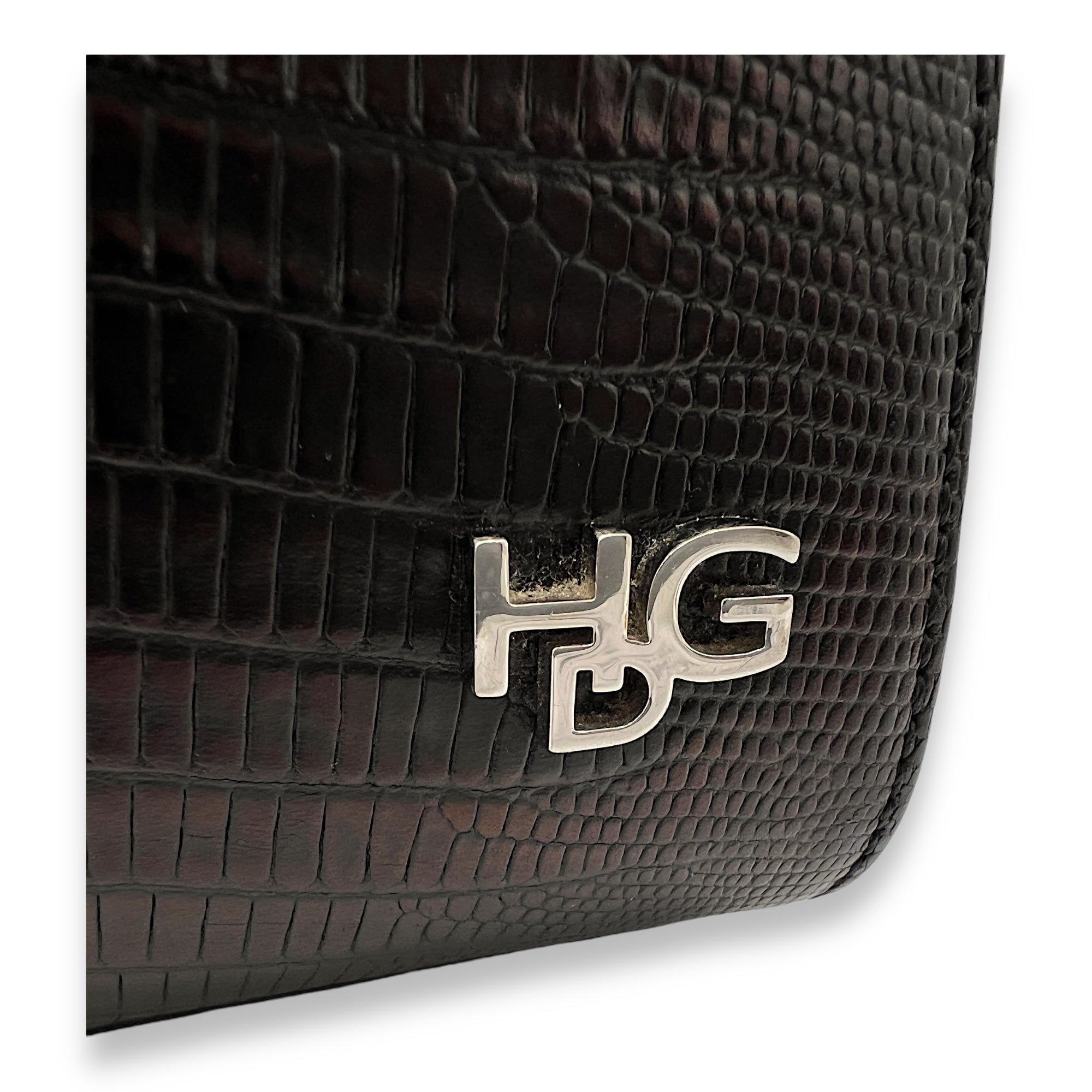 Givenchy HDG Mini Black Top Handle Bag in Lizard Embossed Calfskin