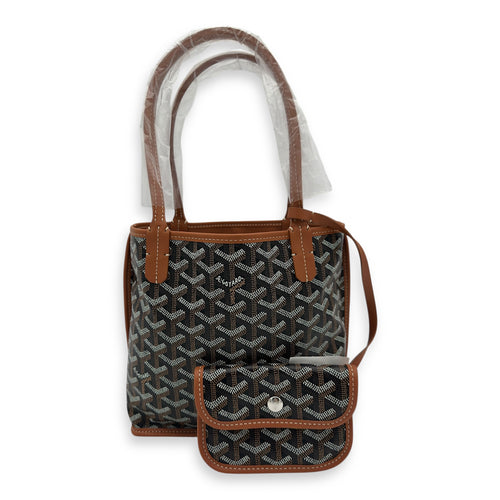 Goyard Anjou Tote Bag Brown in Coated Canvas, Silver hardware_3