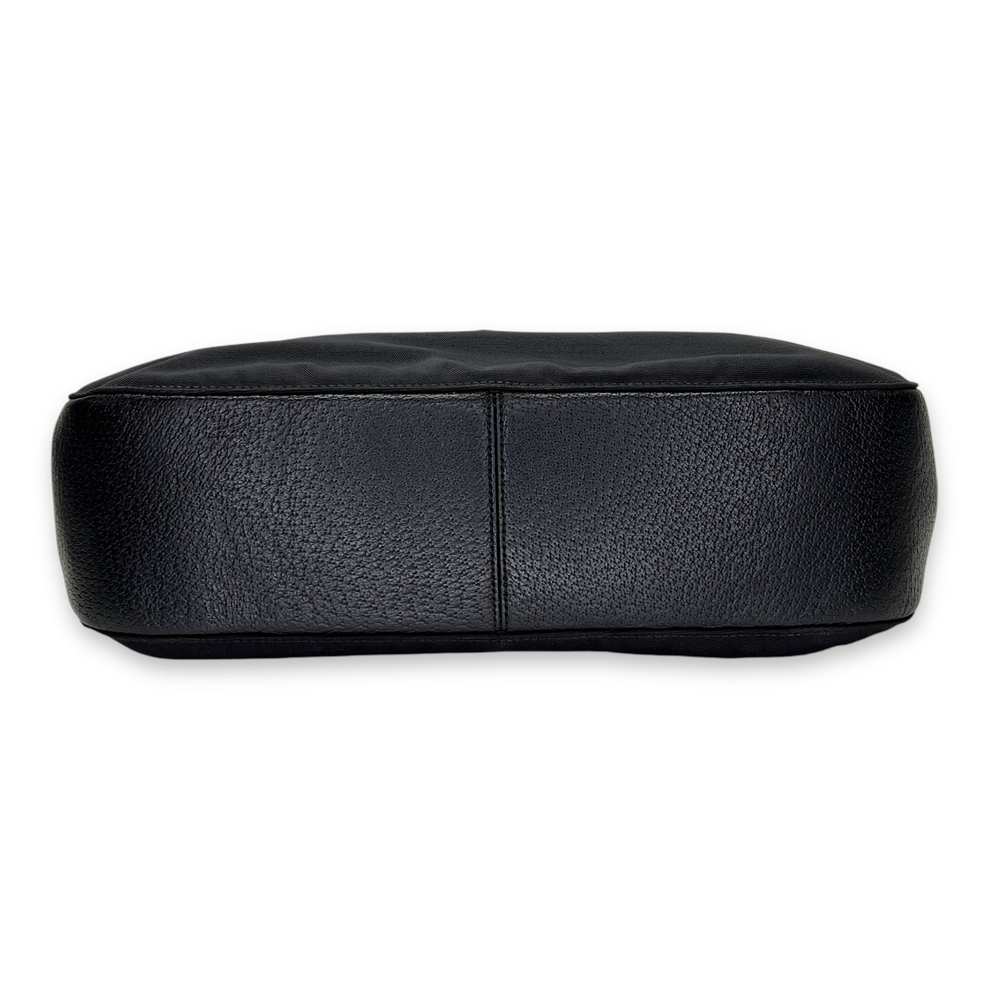 Bamboo Small Black Top Handle Bag in Canvas, Lacquered Metal hardware
