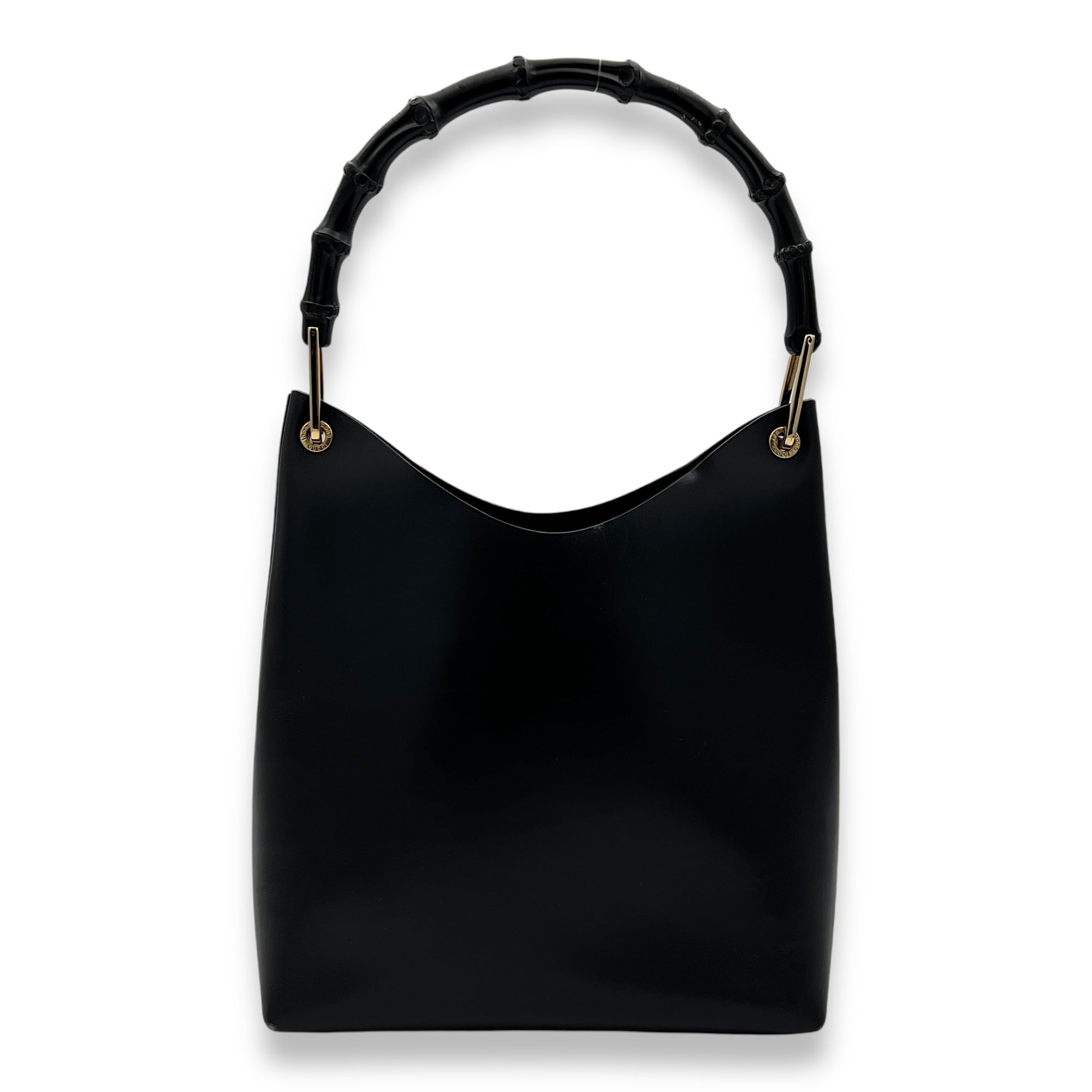 Bamboo Top Handle Bag Black in Calfskin, Gold hardware