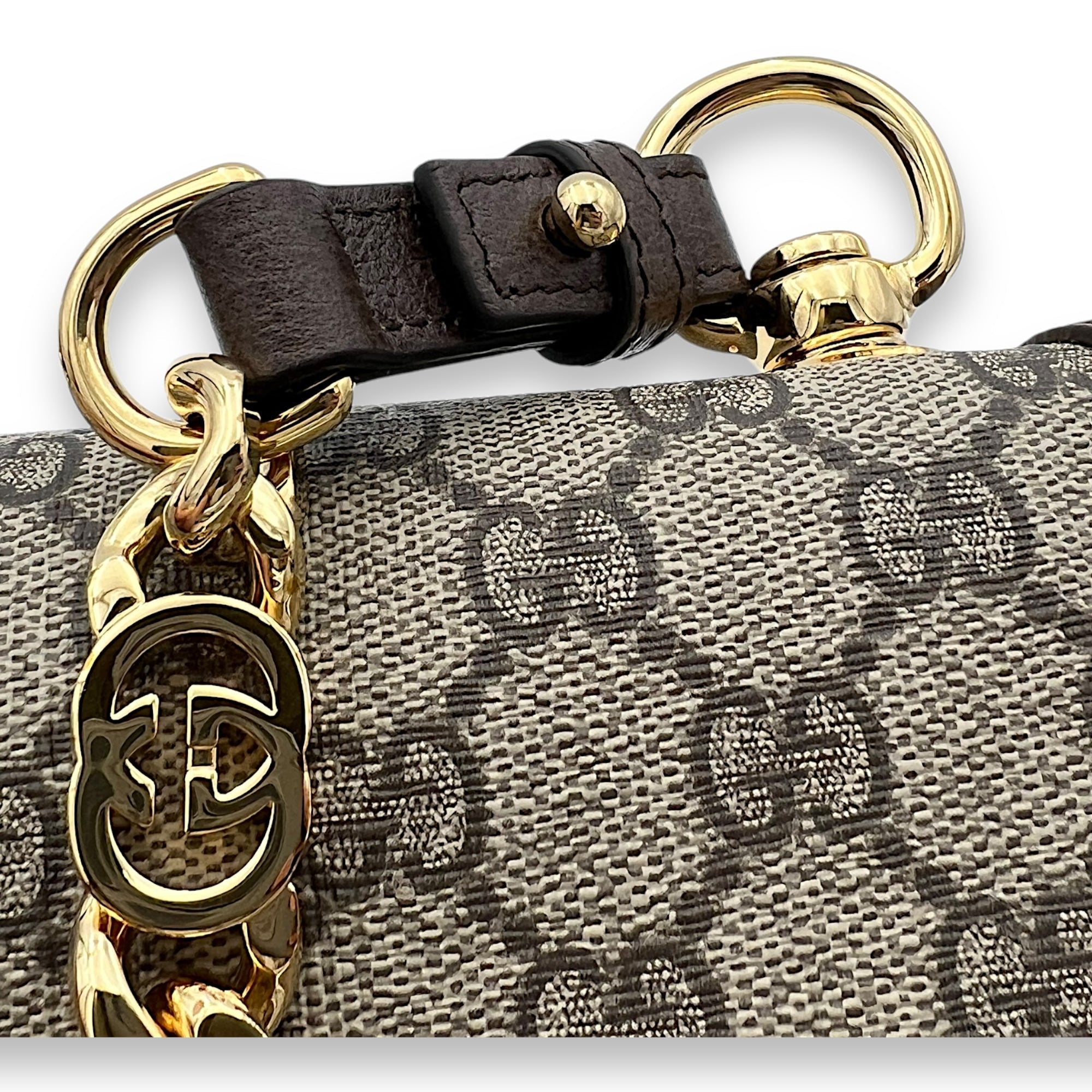 Blondie Shoulder Bag Brown in Monogram Coated Canvas, Gold hardware
