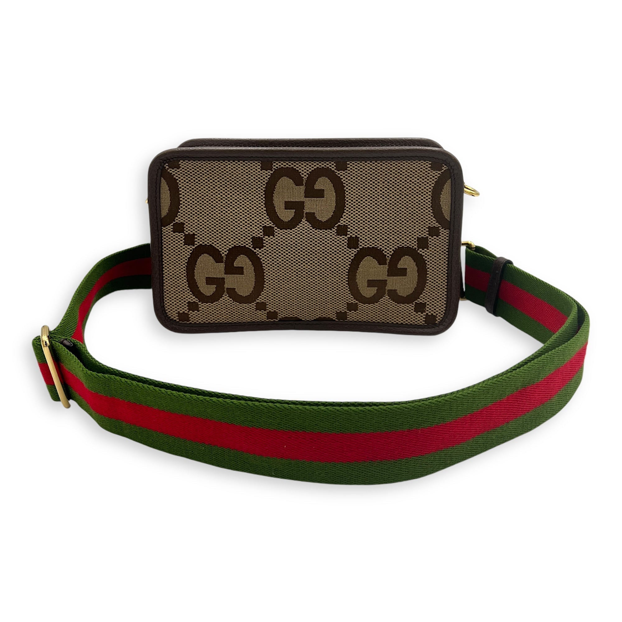 GG Jumbo Crossbody Bag Brown in Canvas, Gold hardware