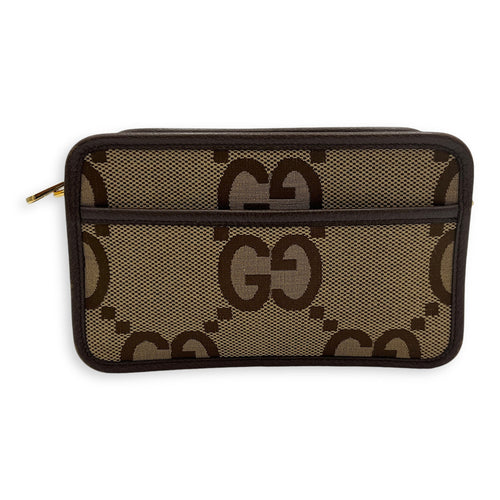 GG Jumbo Crossbody Bag Brown in Canvas, Gold hardware