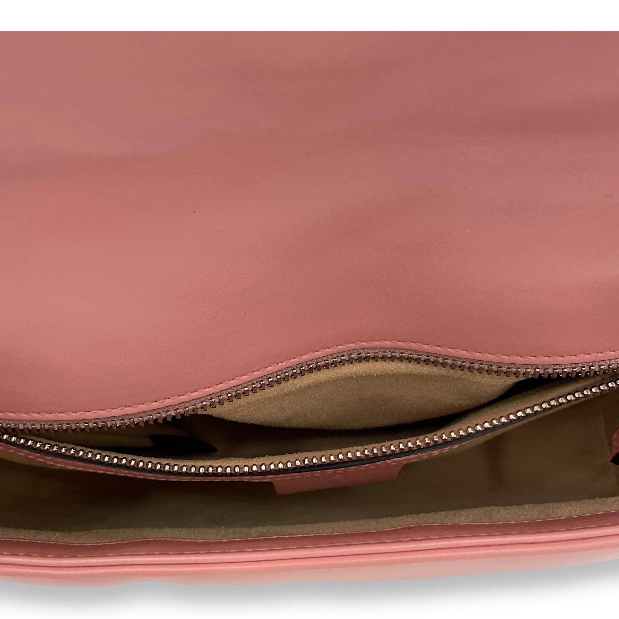 GG Marmont Small Pink Shoulder Bag in Calfskin, Silver hardware