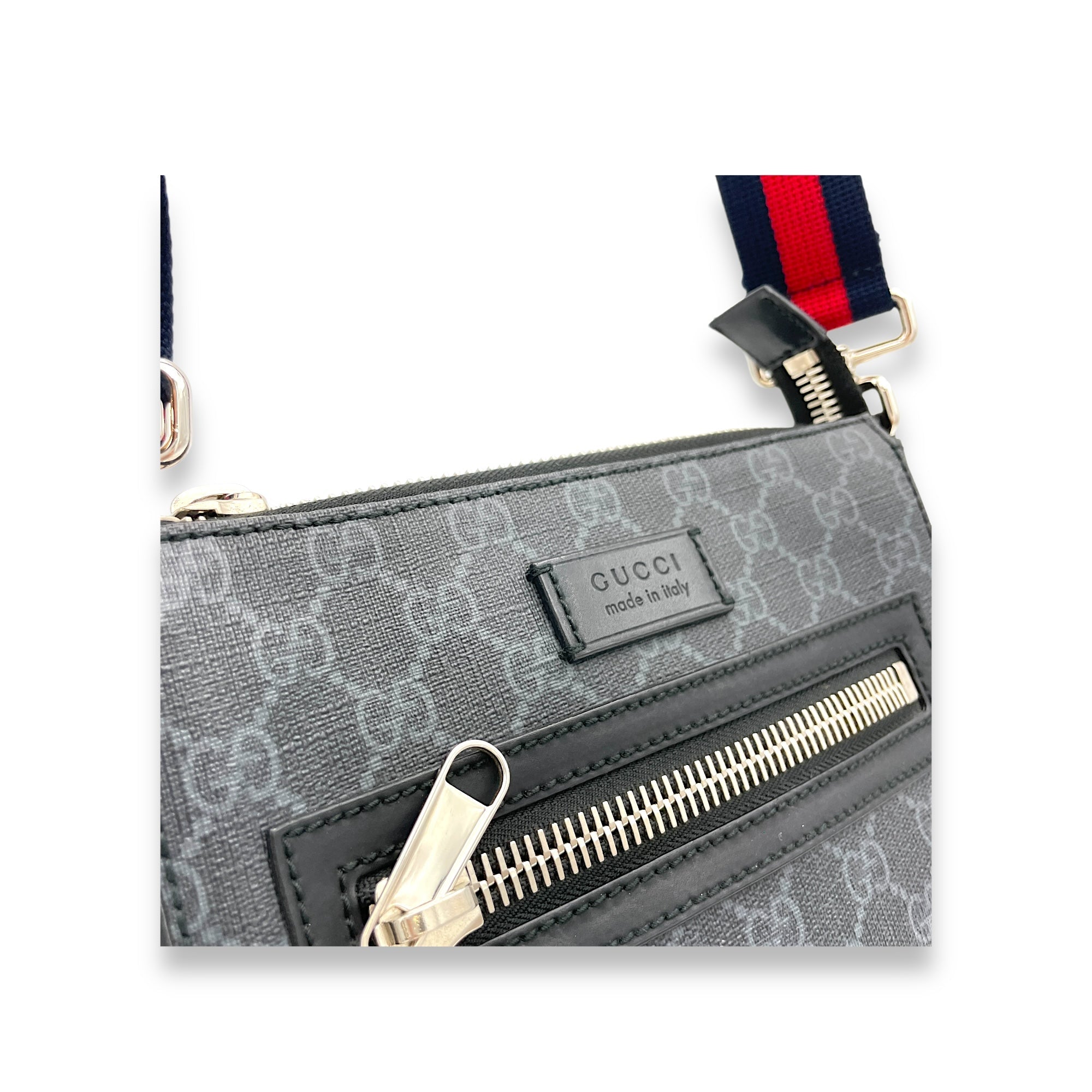 Gucci GG Supreme Messenger Black in Monogram Coated Canvas Silver hardware Singapore