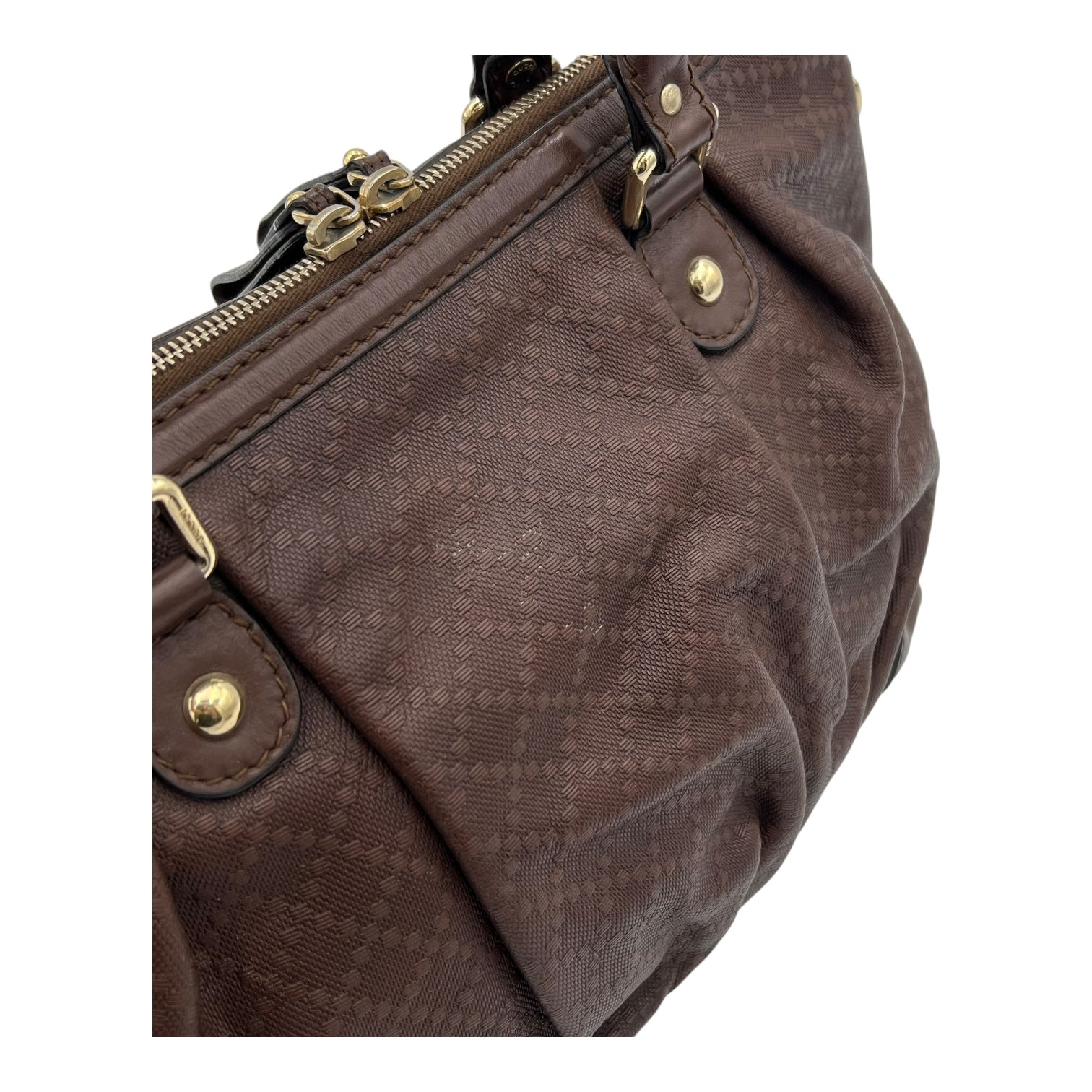 GG Top Handle Bag Brown in Calfskin, Gold hardware