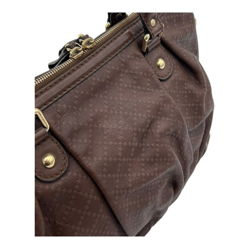 GG Top Handle Bag Brown in Calfskin, Gold hardware