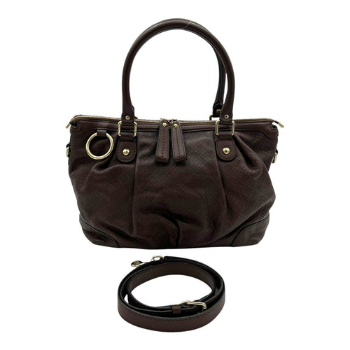 GG Top Handle Bag Brown in Calfskin, Gold hardware