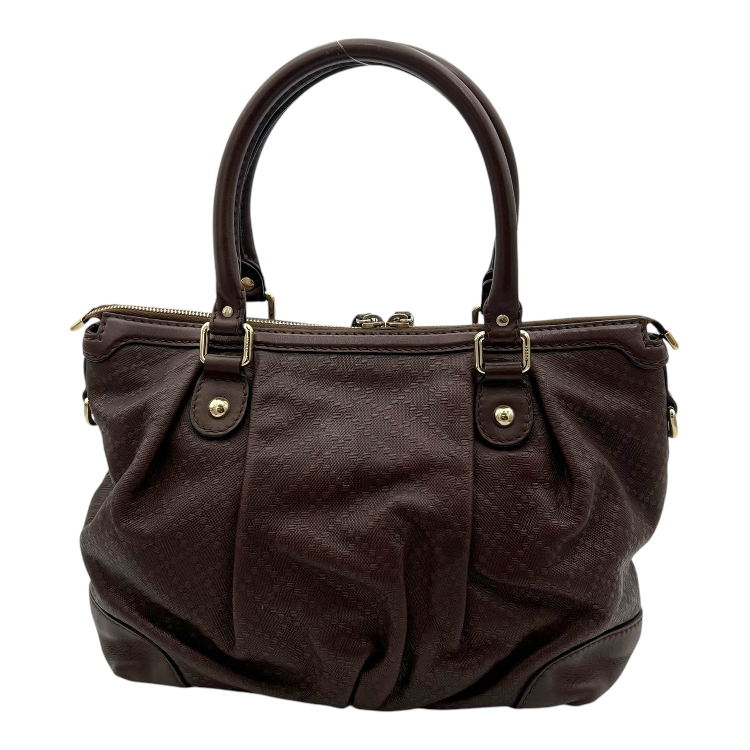 GG Top Handle Bag Brown in Calfskin, Gold hardware