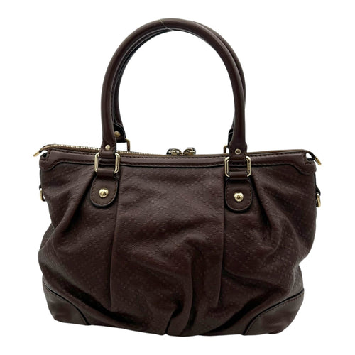 GG Top Handle Bag Brown in Calfskin, Gold hardware
