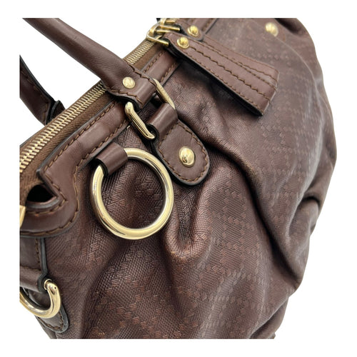 GG Top Handle Bag Brown in Calfskin, Gold hardware