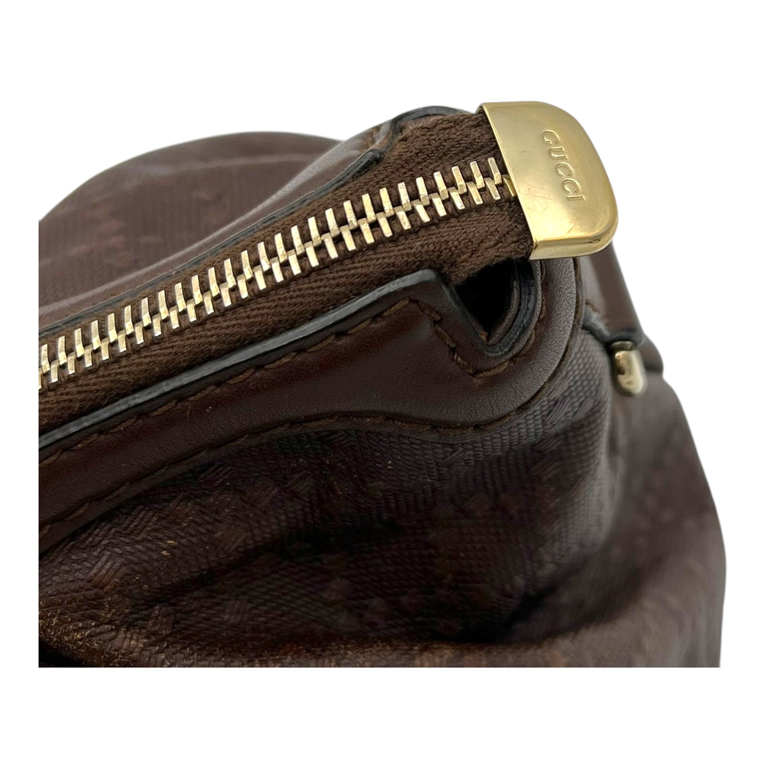 GG Top Handle Bag Brown in Calfskin, Gold hardware