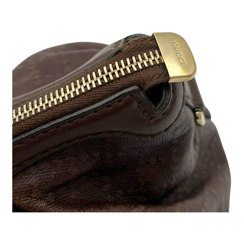 GG Top Handle Bag Brown in Calfskin, Gold hardware