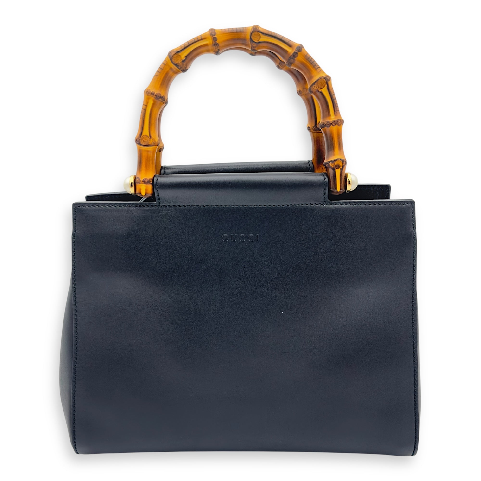 Bamboo Nymphaea Top Handle Bag in Calfskin Gold hardware