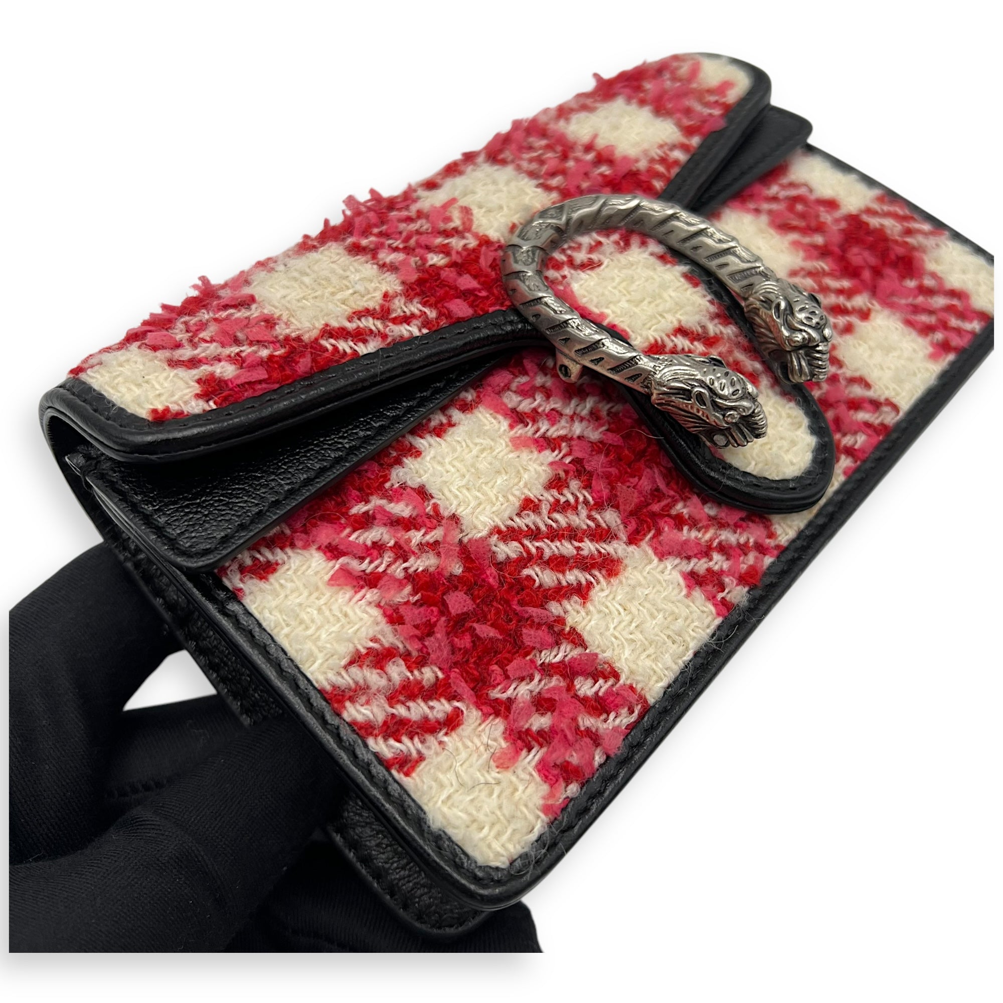 Gucci Dionysus Crossbody Bag Red in Tweed, Ruthenium hardware_13
