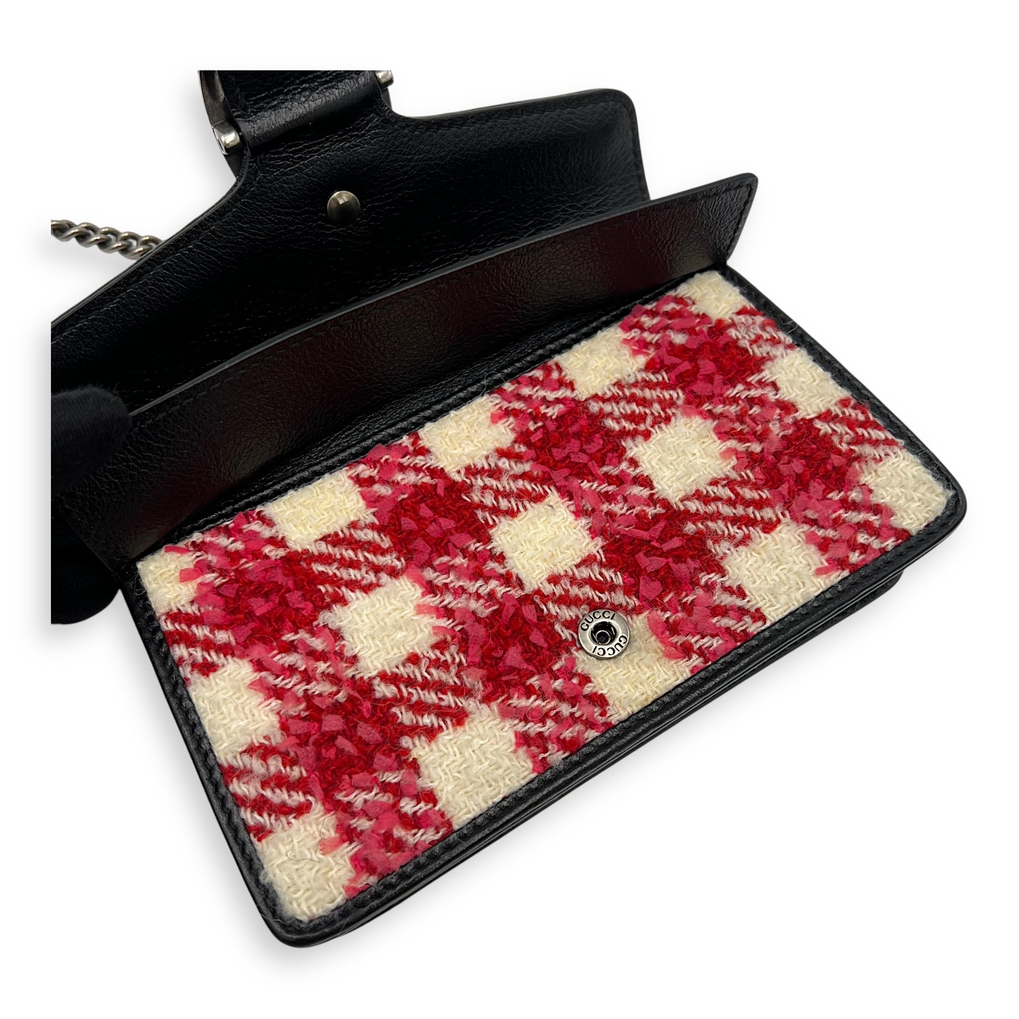Gucci Dionysus Crossbody Bag Red in Tweed, Ruthenium hardware_17