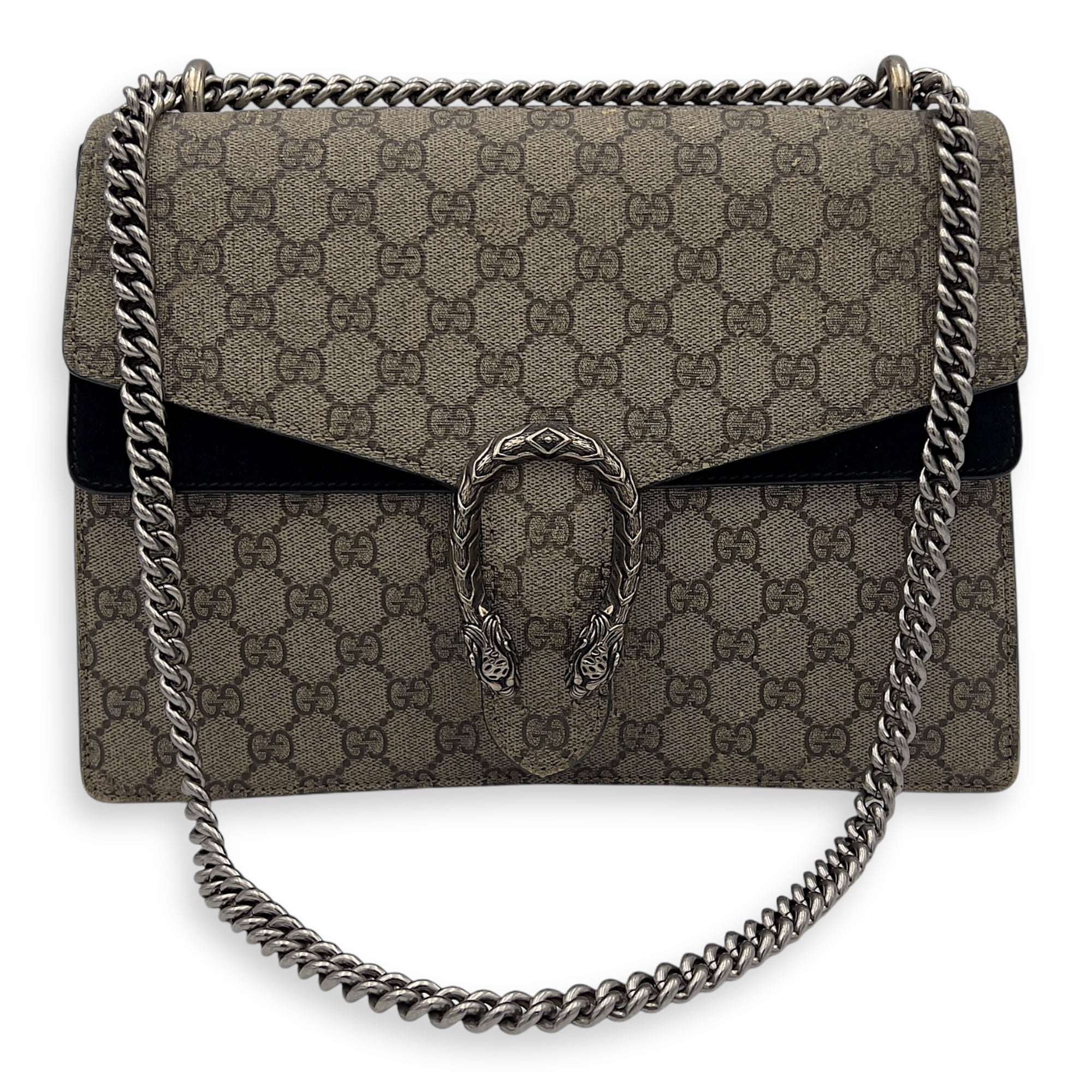 Gucci Dionysus Shoulder Bag Beige in Coated Canvas, Silver hardware_18