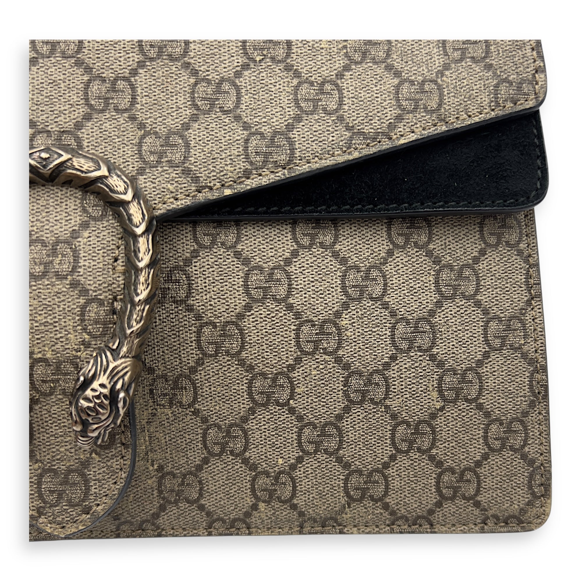 Gucci Dionysus Shoulder Bag Beige in Coated Canvas, Silver hardware_3