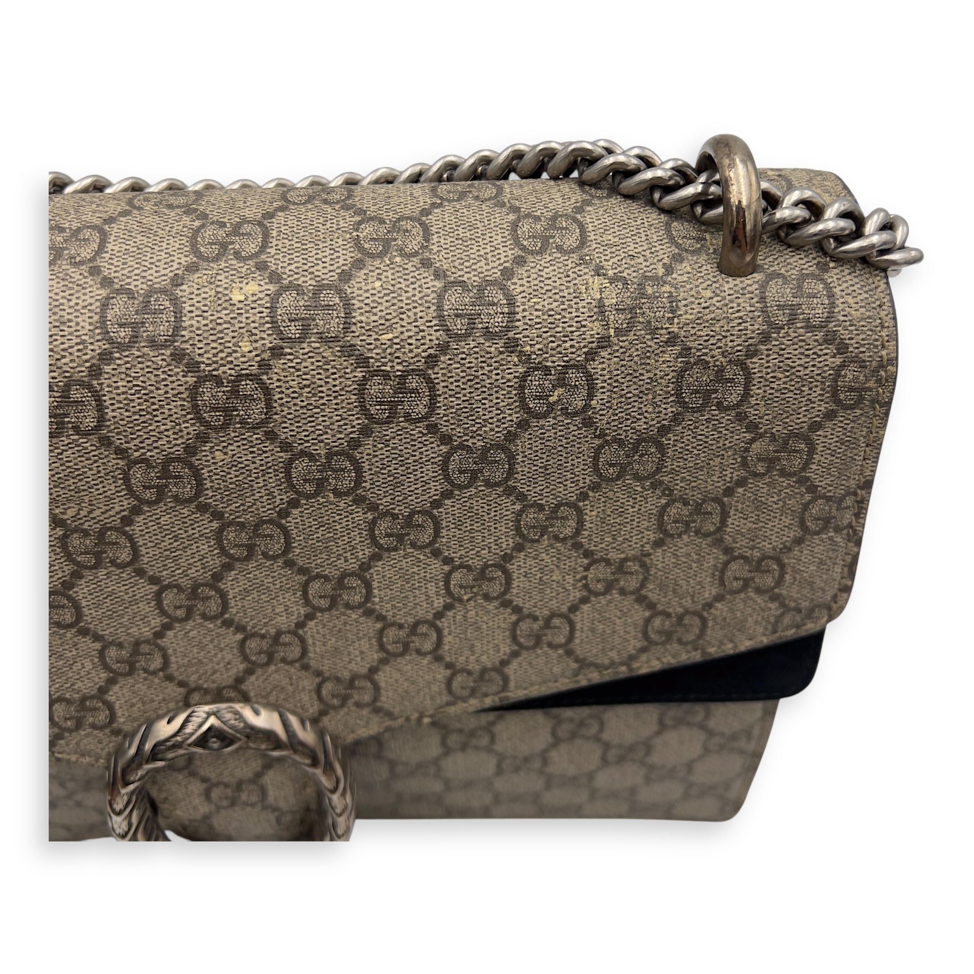 Gucci Dionysus Shoulder Bag Beige in Coated Canvas, Silver hardware_4