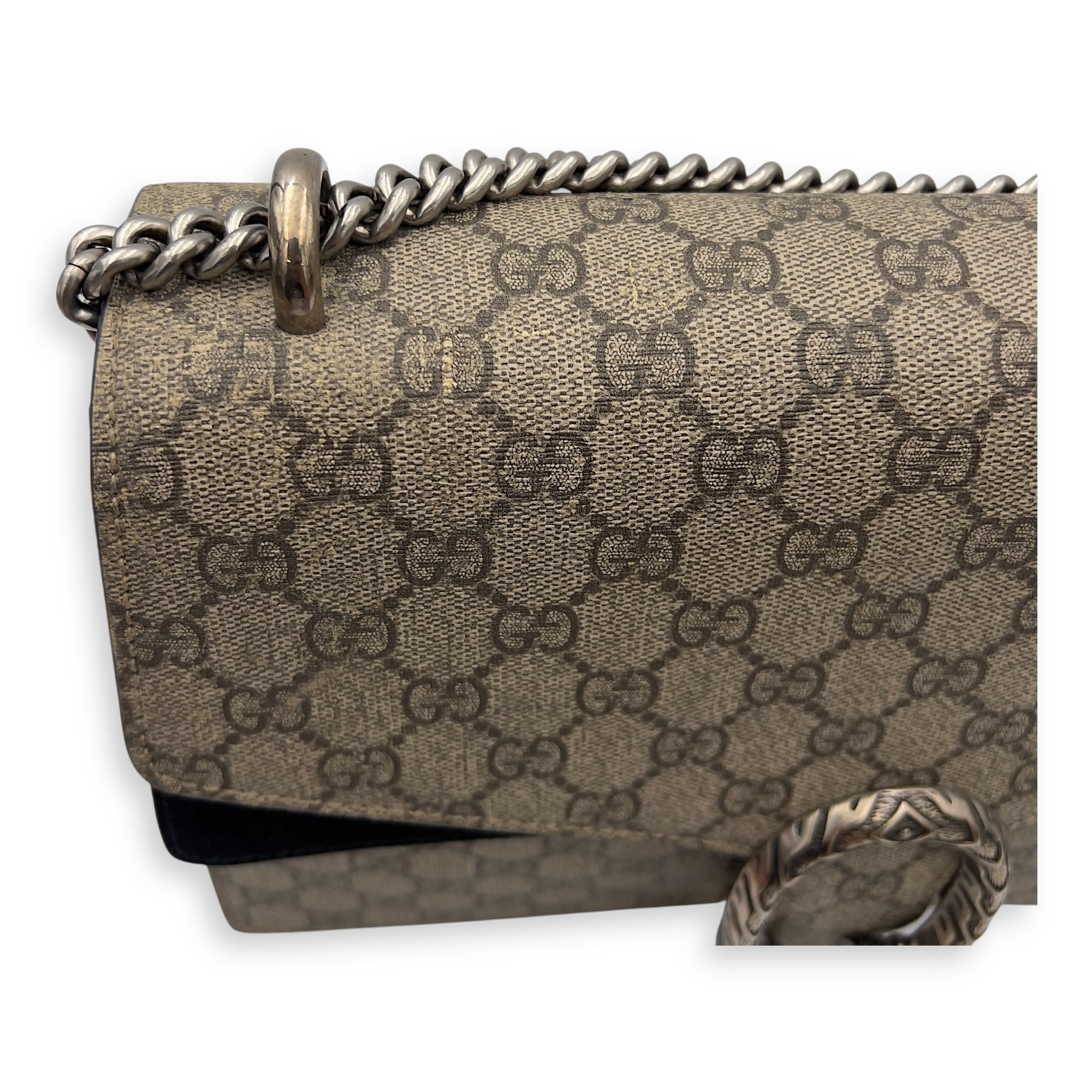 Gucci Dionysus Shoulder Bag Beige in Coated Canvas, Silver hardware_5