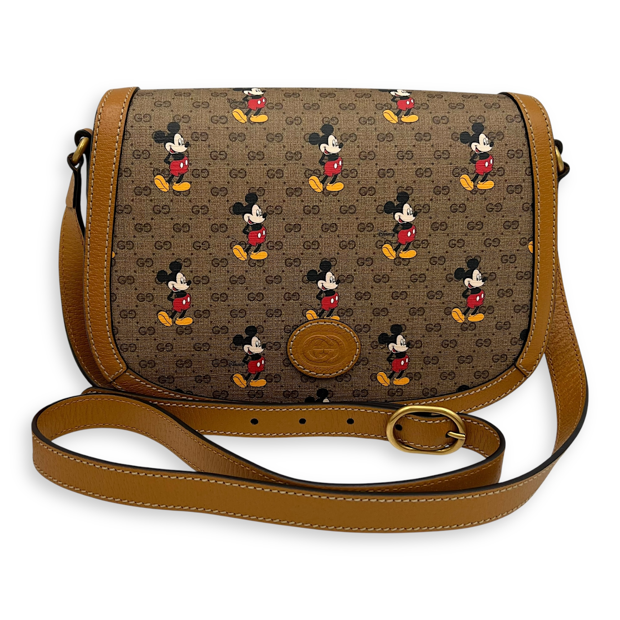 Gucci Disney Crossbody Bag Yellow in Coated Canvas, Gold hardware_9