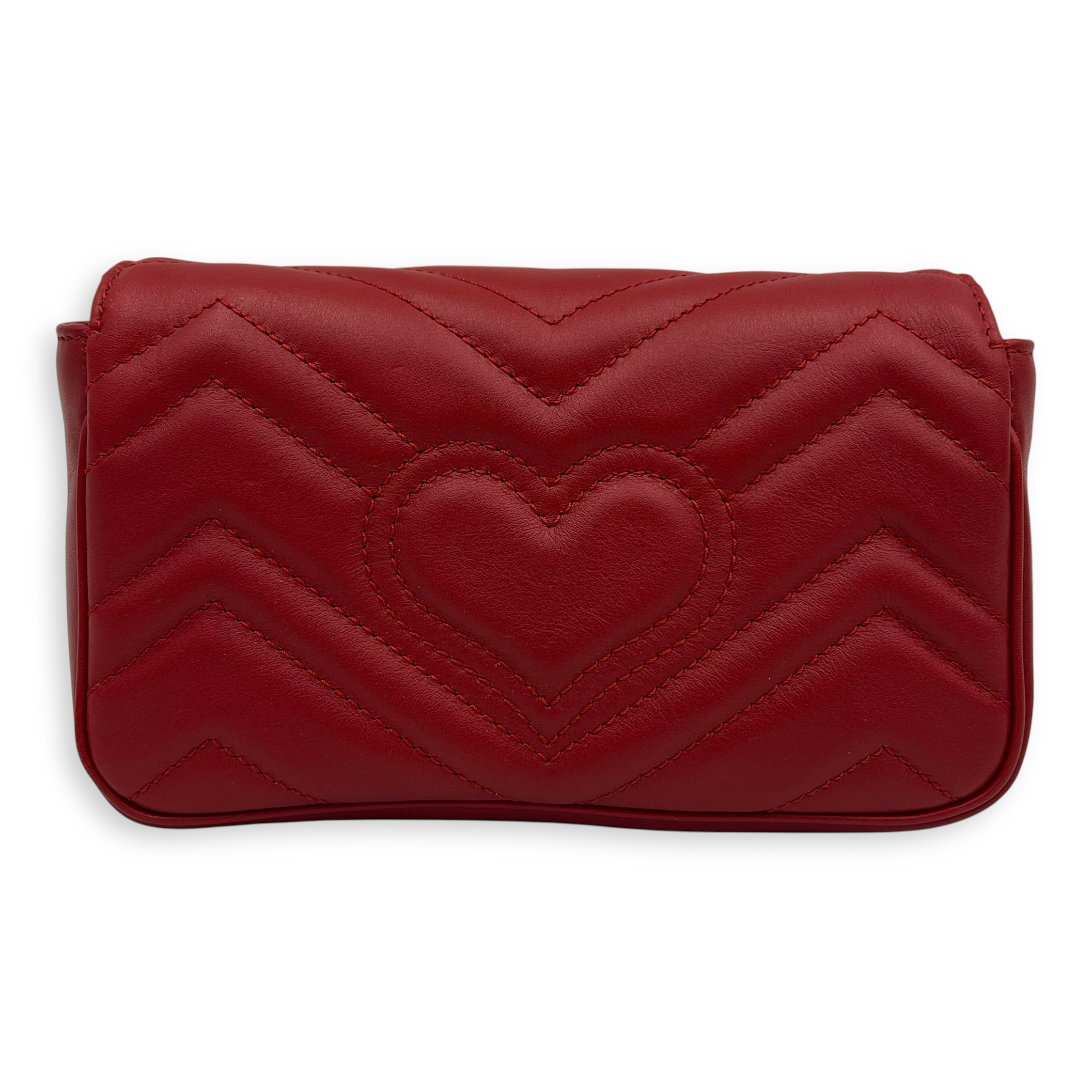 Gucci GG Marmont Super Mini Red Crossbody Bag in Calfskin, Gold hardware_2