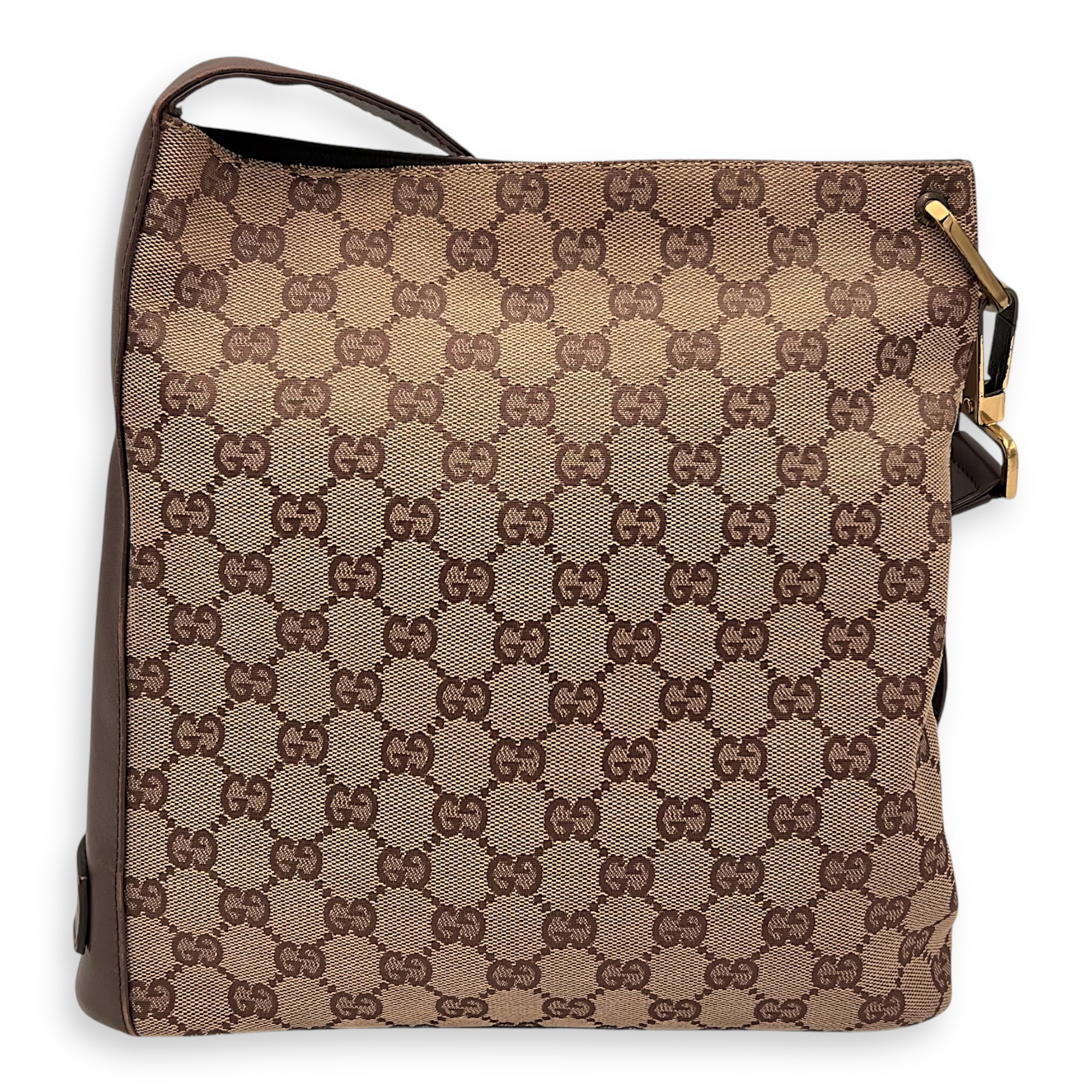 Gucci GG Shoulder Bag Brown in Canvas, Gold hardware_1