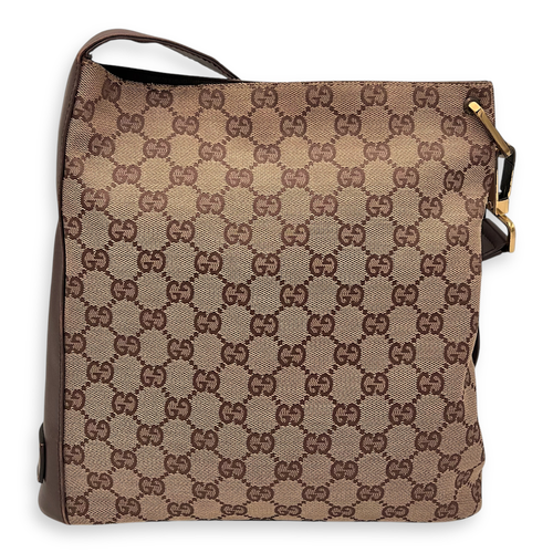 Gucci GG Shoulder Bag Brown in Canvas, Gold hardware_1