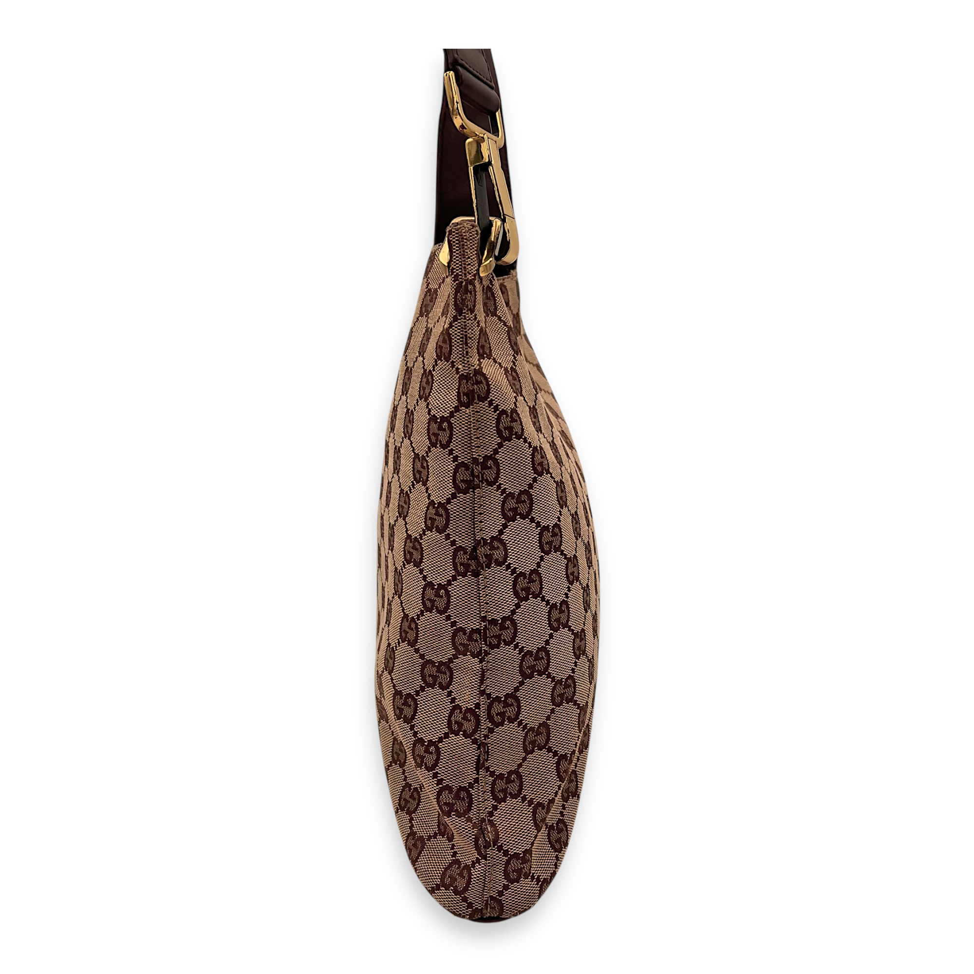 Gucci GG Shoulder Bag Brown in Canvas, Gold hardware_3