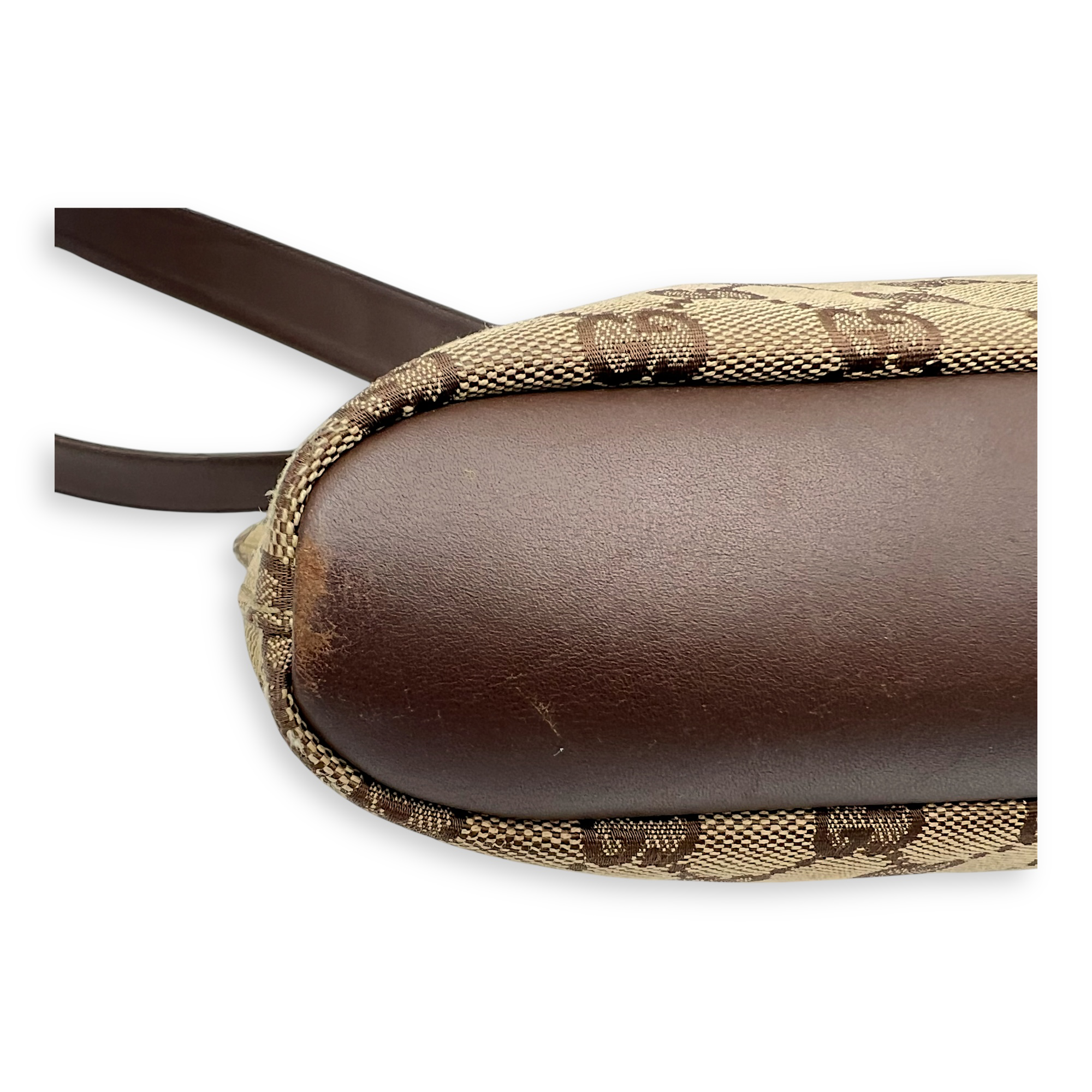 Gucci GG Shoulder Bag Brown in Canvas, Gold hardware_6