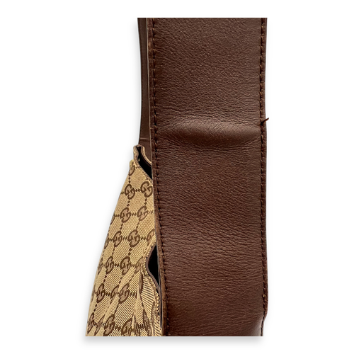 Gucci GG Shoulder Bag Brown in Canvas, Gold hardware_8