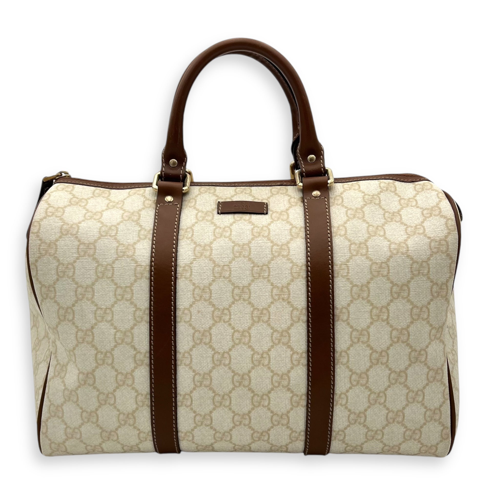 Gucci GG Top Handle Bag White in Coated Canvas_1
