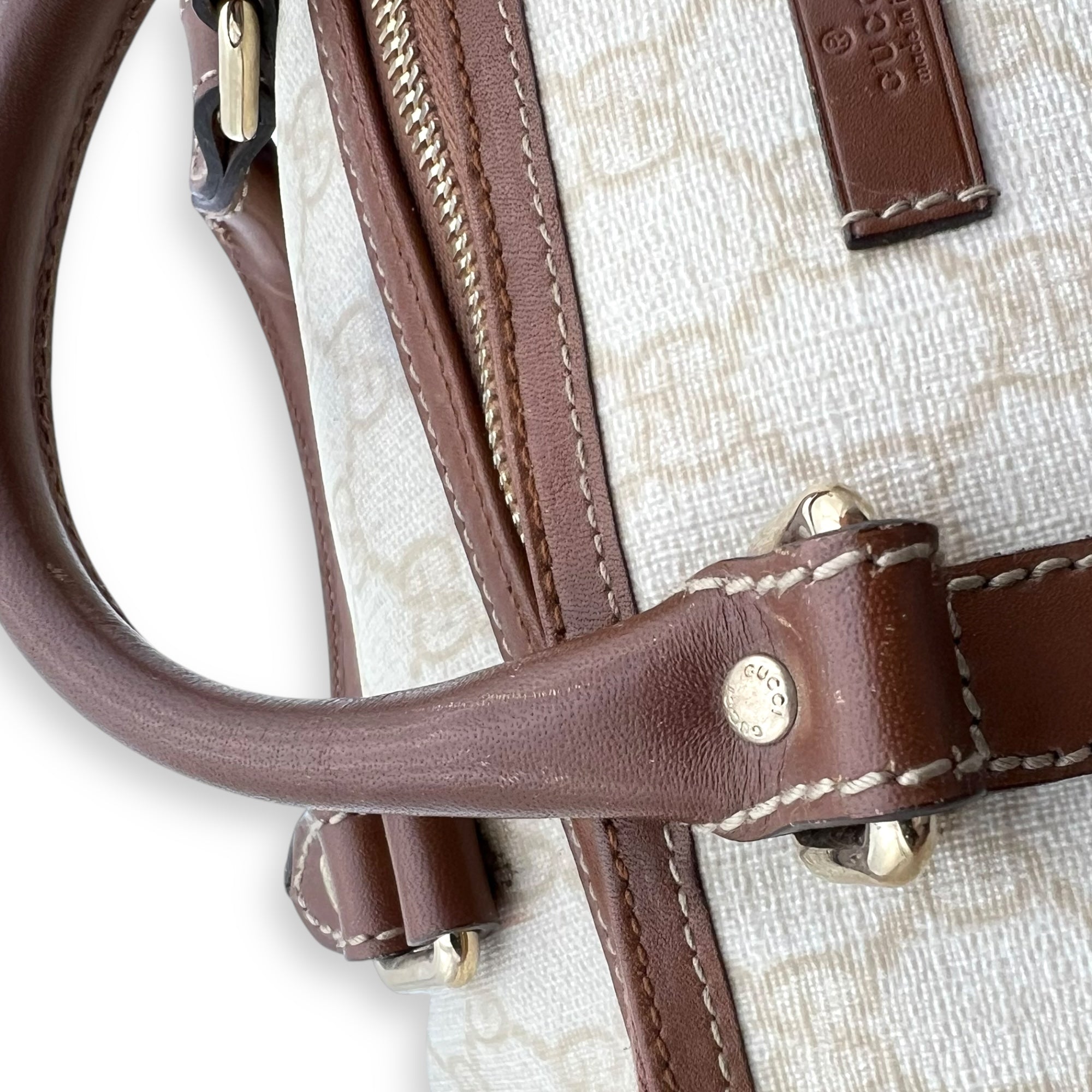 Gucci GG Top Handle Bag White in Coated Canvas_11
